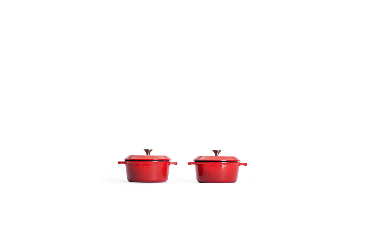 Set de 2 minicacerolas de hierro fundido Woll Iron 10 cm rojo chili