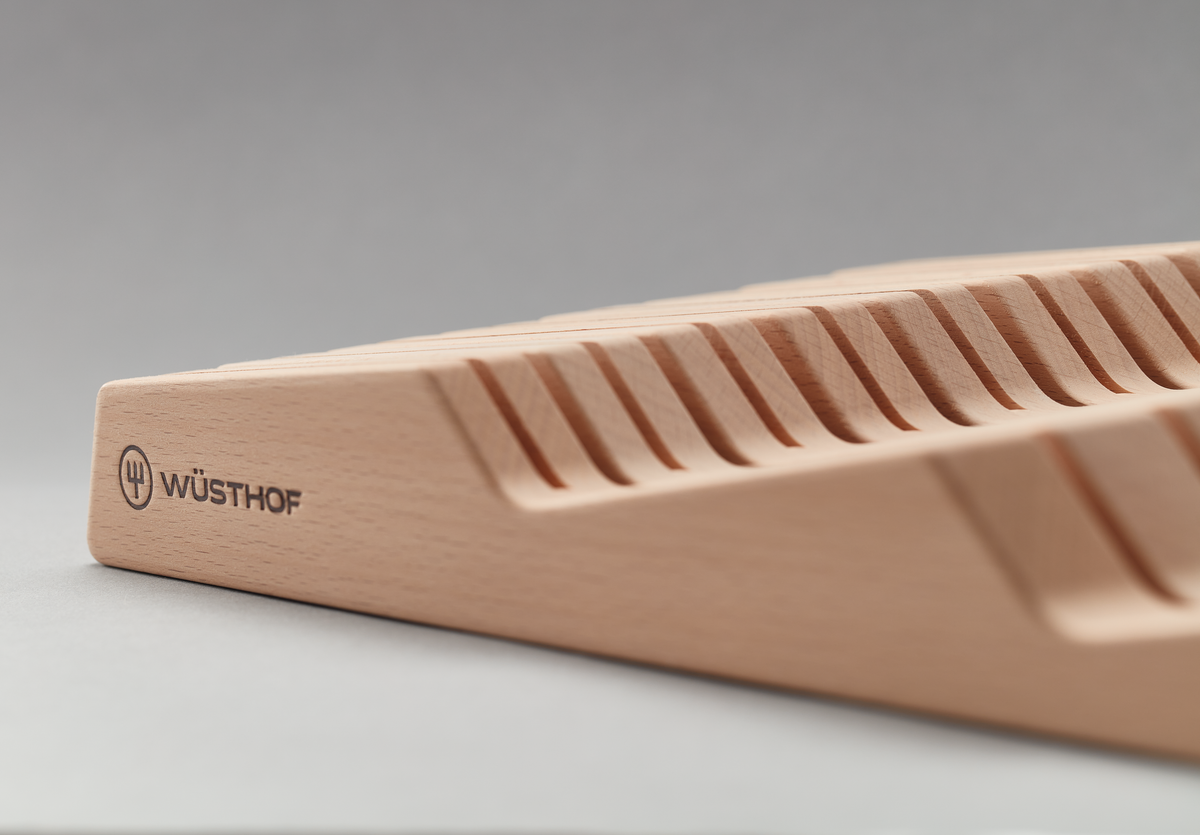 Organizador de cajón para cuchillos Wüsthof de madera de haya