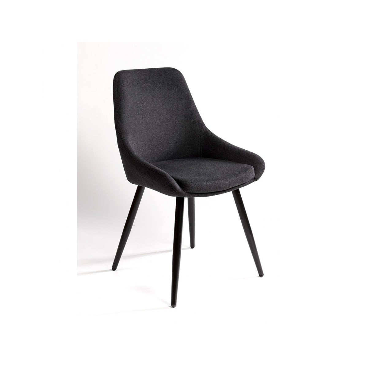 Silla tapizada gris y metal negro Ansouis