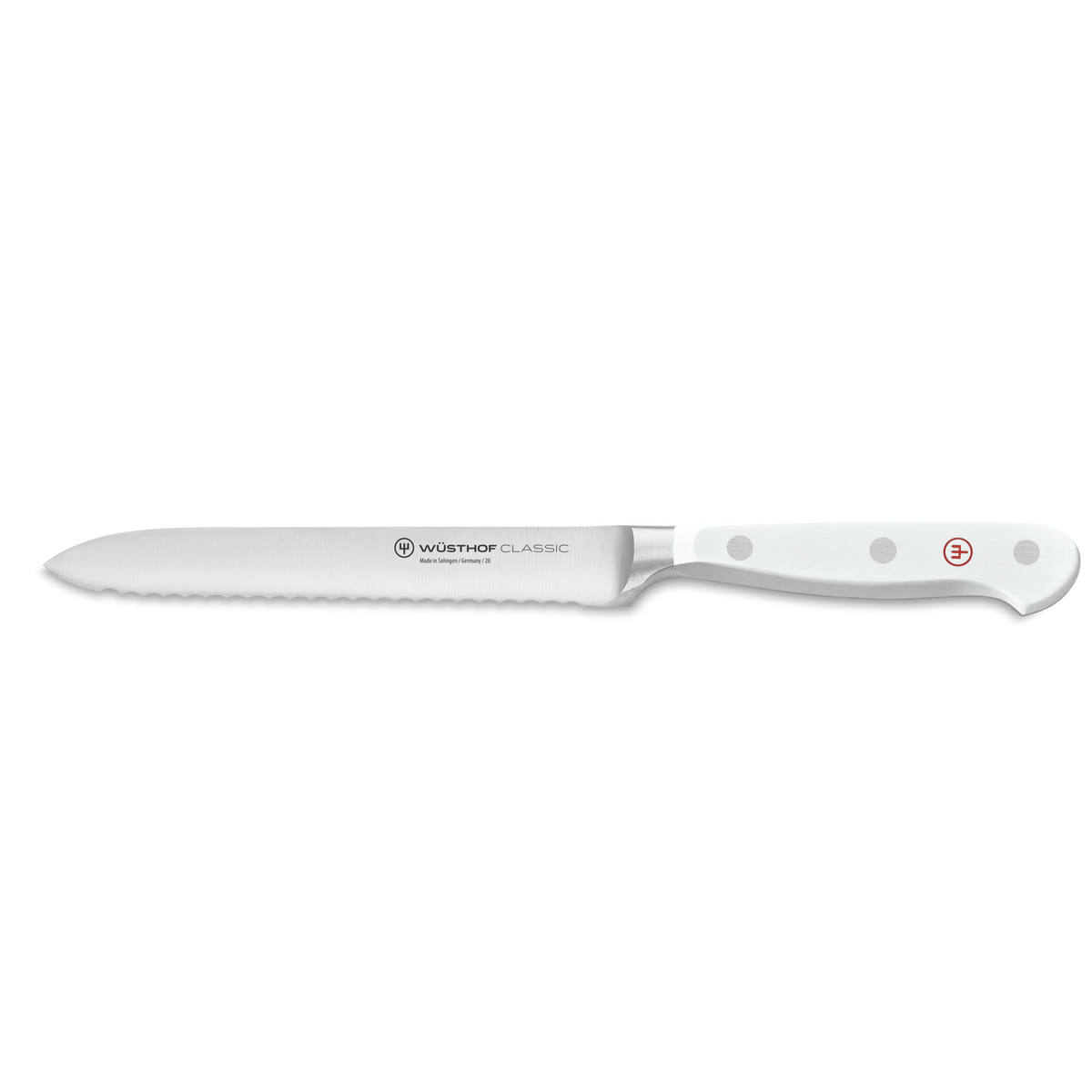 Bloque de 6 piezas Wüsthof Classic White con cuchillo de pan