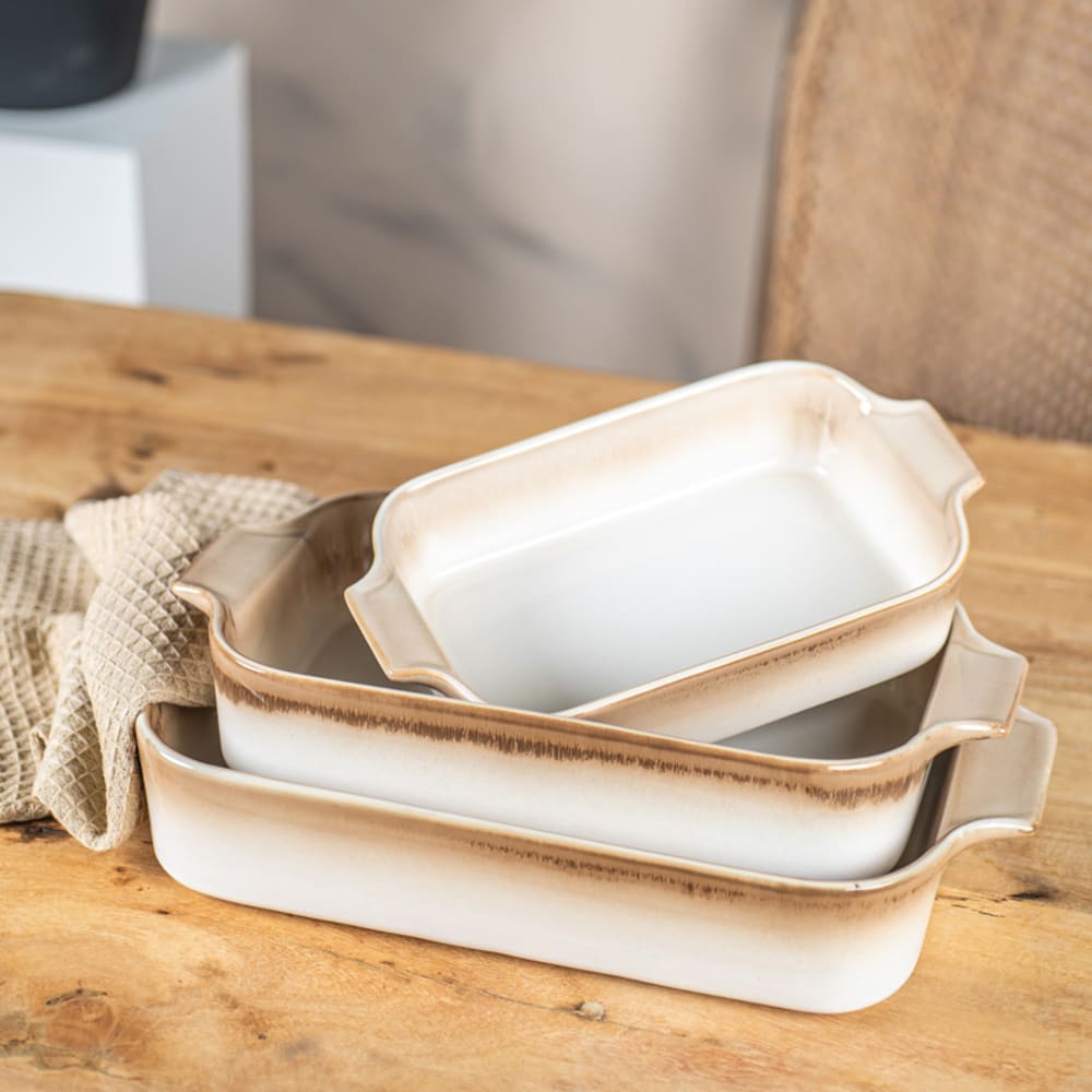 Set de 3 Bandejas de Horno Beige