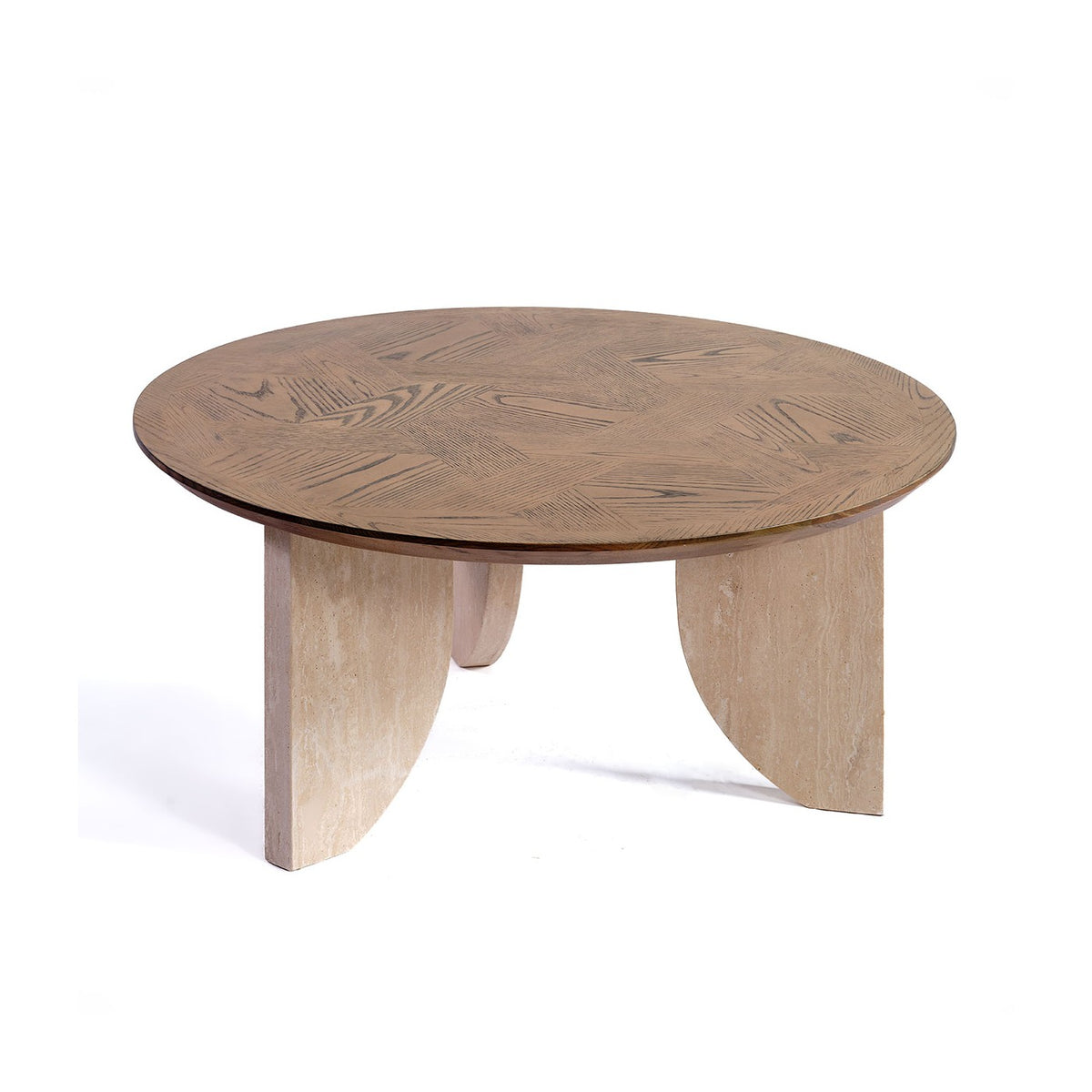 Mesa de centro de fresno y travertino Ksar