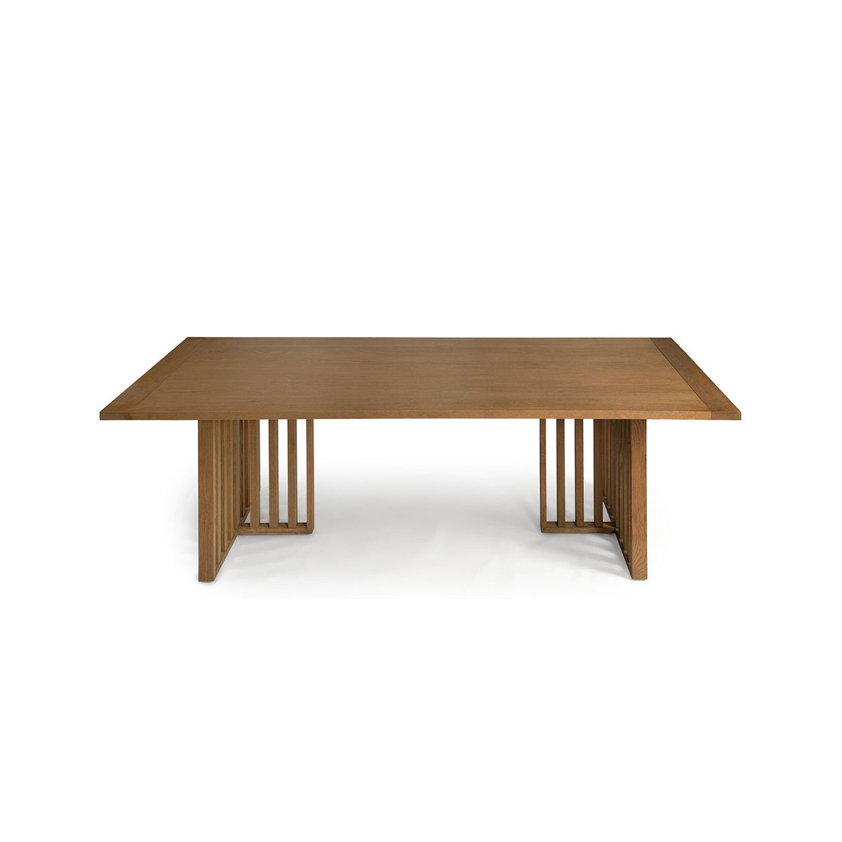 Mesa de comedor de roble natural con patas alistonadas Ortigia