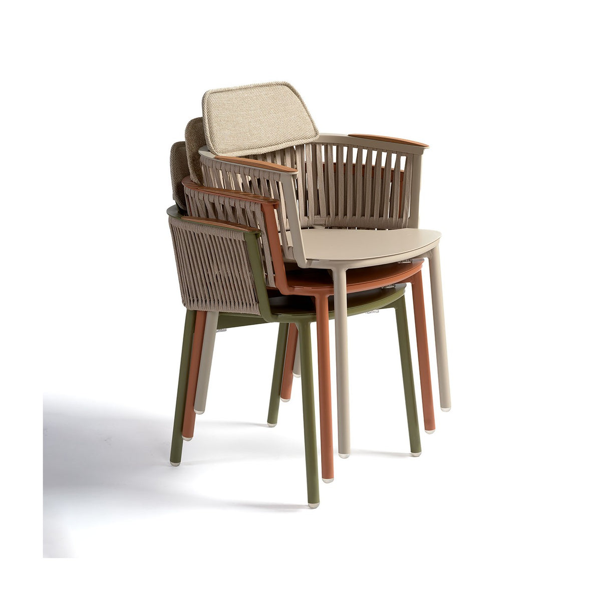 Sillón de comedor de exterior verde oliva y arena Kalkara