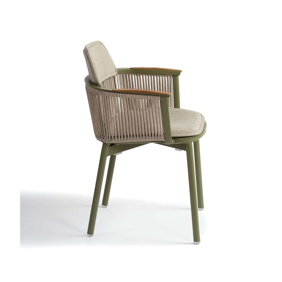 Sillón de comedor de exterior verde oliva y arena Kalkara
