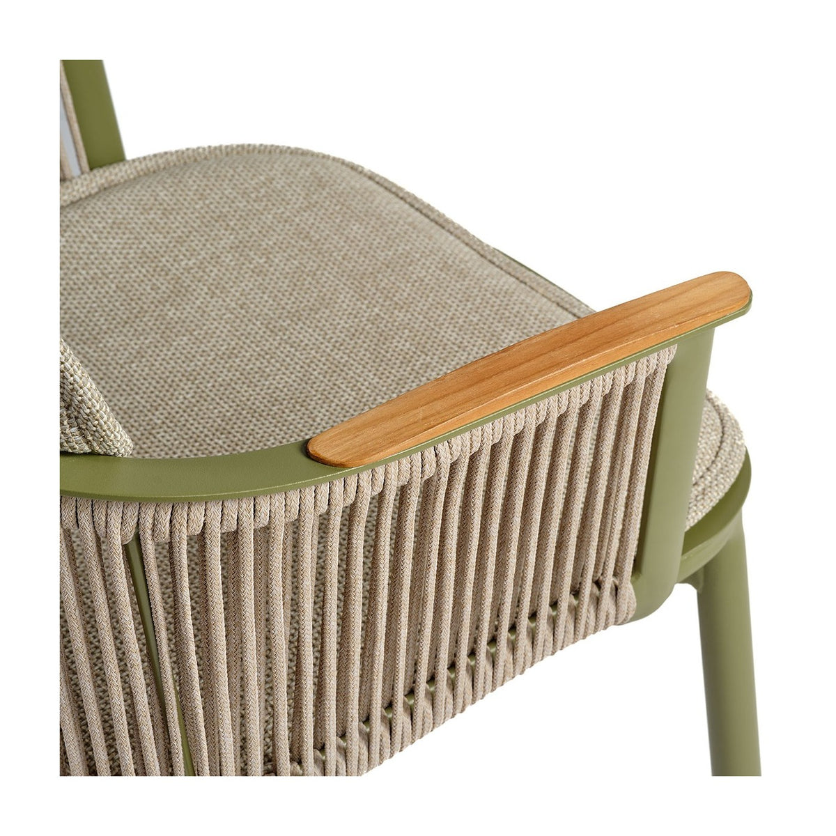 Sillón de comedor de exterior verde oliva y arena Kalkara
