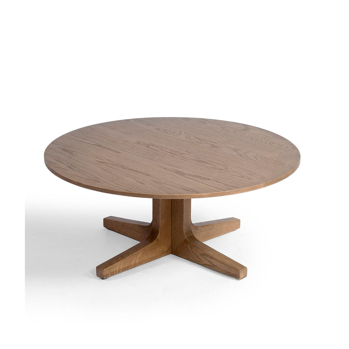 Mesa de centro redonda de roble con pata central Balàfia