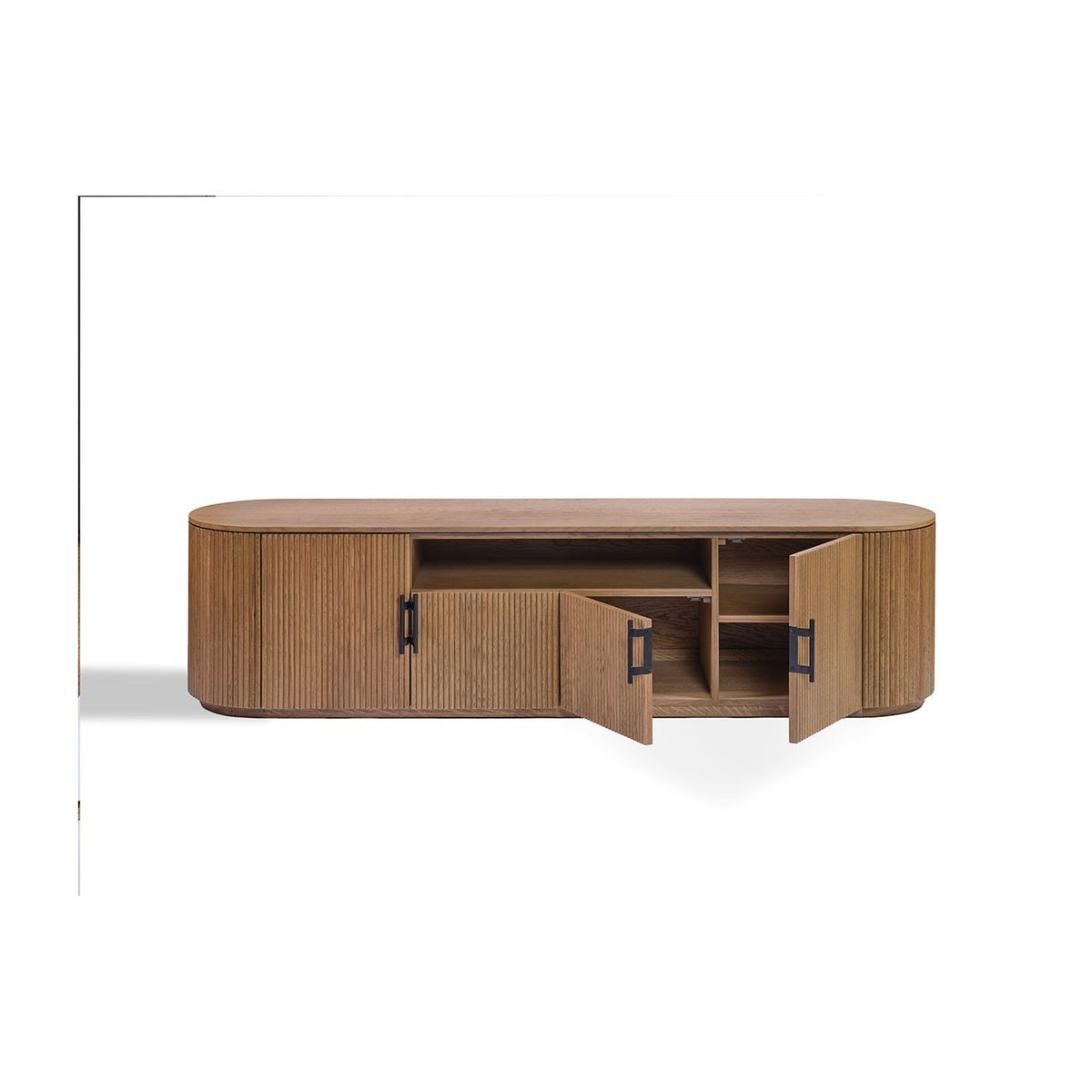 Mueble de TV ovalado de roble con palillería Lauris