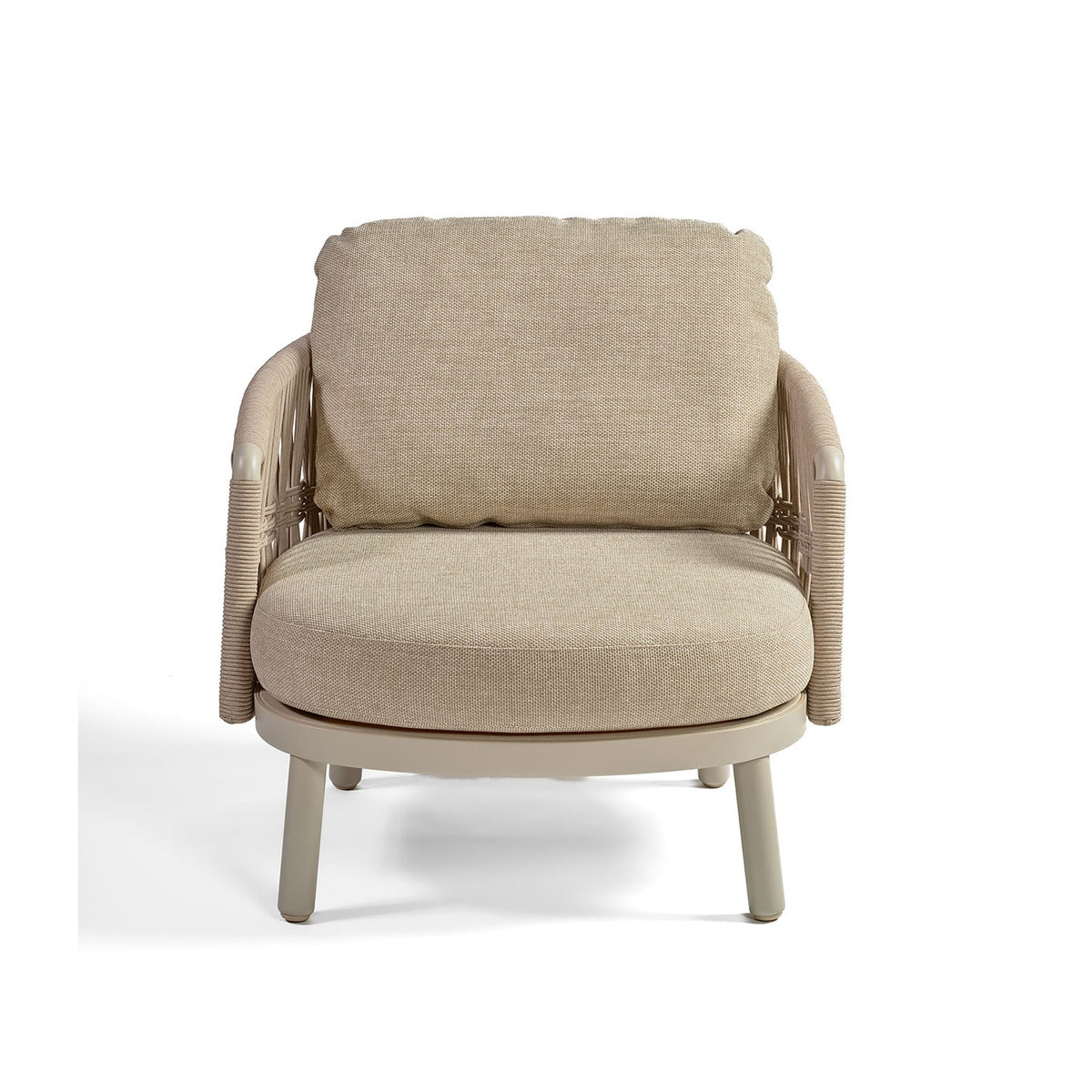 Sillón redondo de exterior de aluminio y cuerda Allariz