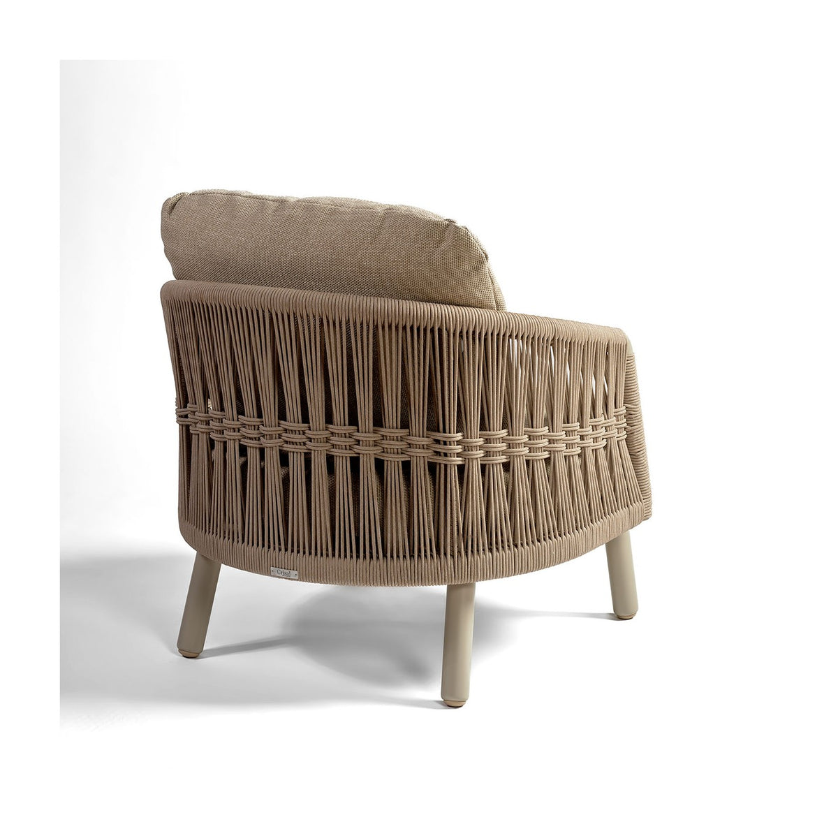 Sillón redondo de exterior de aluminio y cuerda Allariz