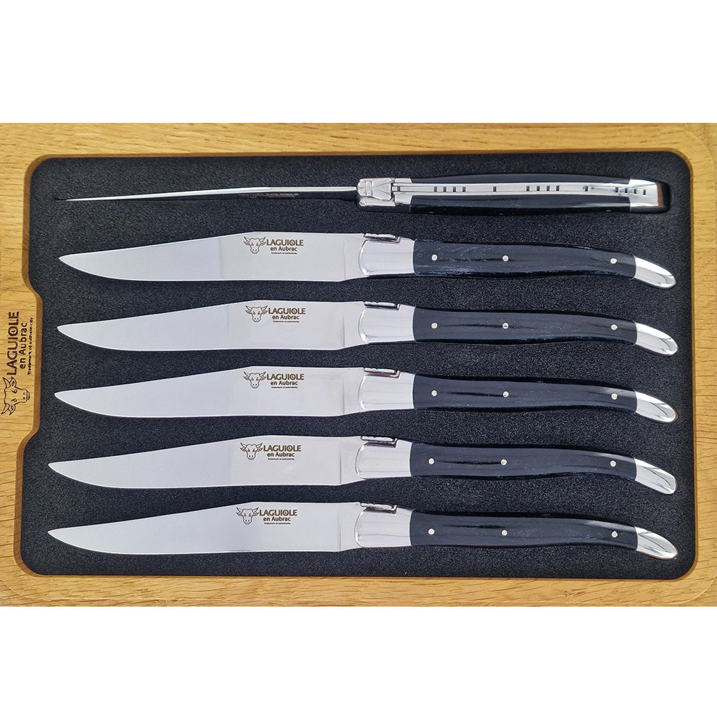 Cofre de 6 cuchillos de mesa Laguiole en Aubrac Sauveterre Paperstone