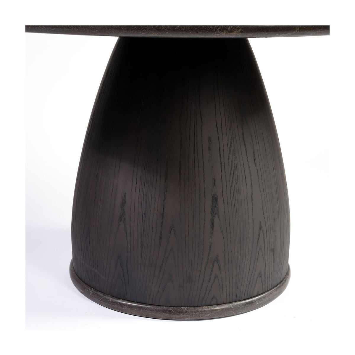 Mesa de comedor redonda de piedra y fresno oscuro Tamezret