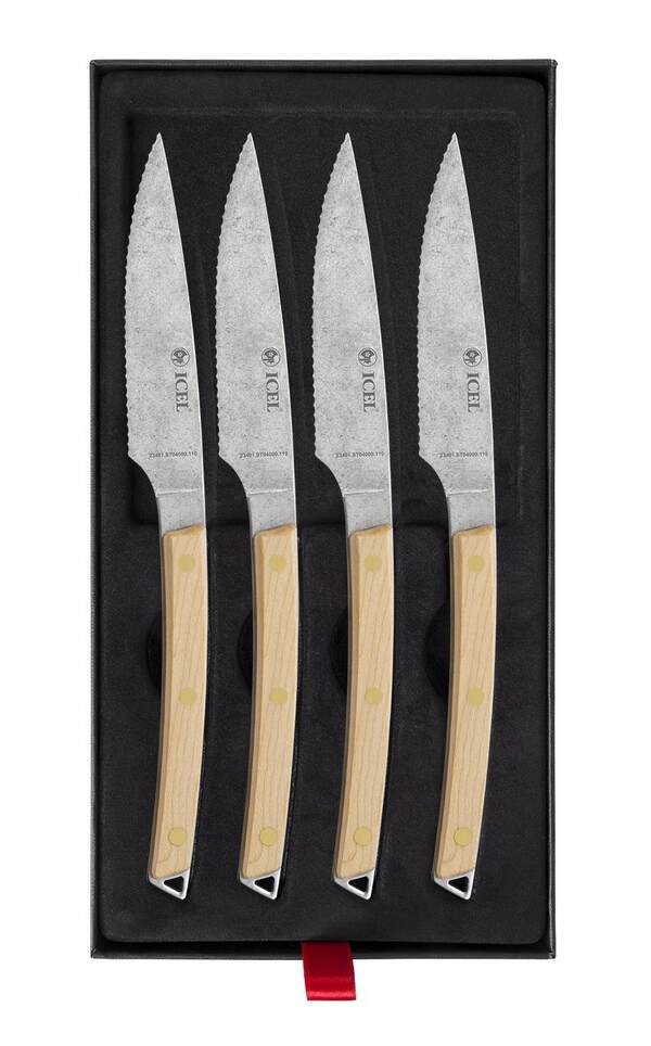 Set de 4 cuchillos chuleteros Icel ST03000 con mango de arce