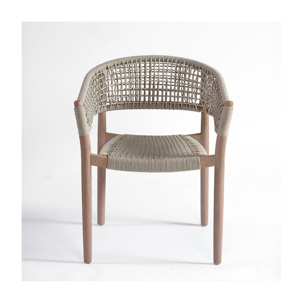 Silla de exterior eucalipto grisáceo y cuerda blanca Sète