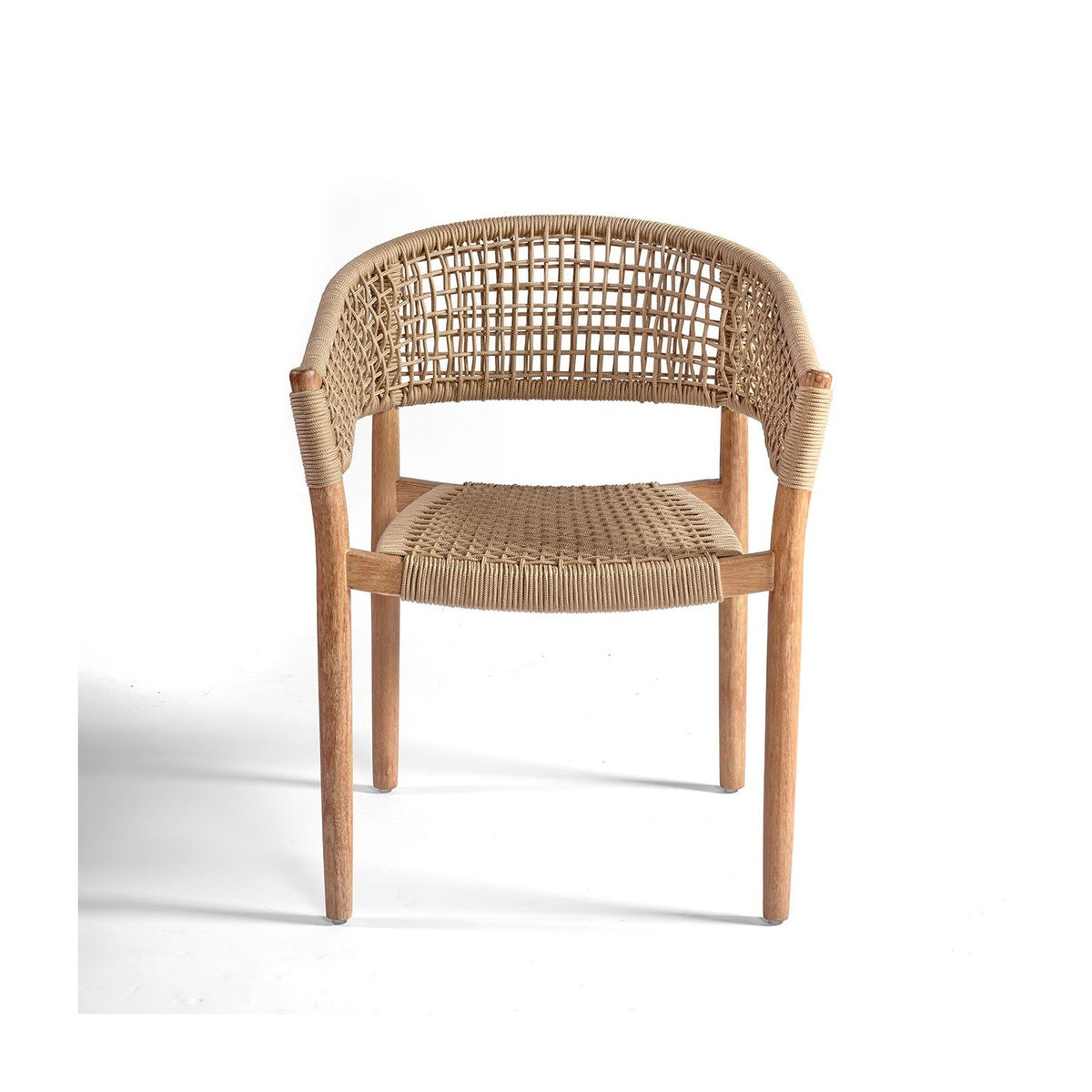 Silla apilable de exterior eucalipto y cuerda arena Biot