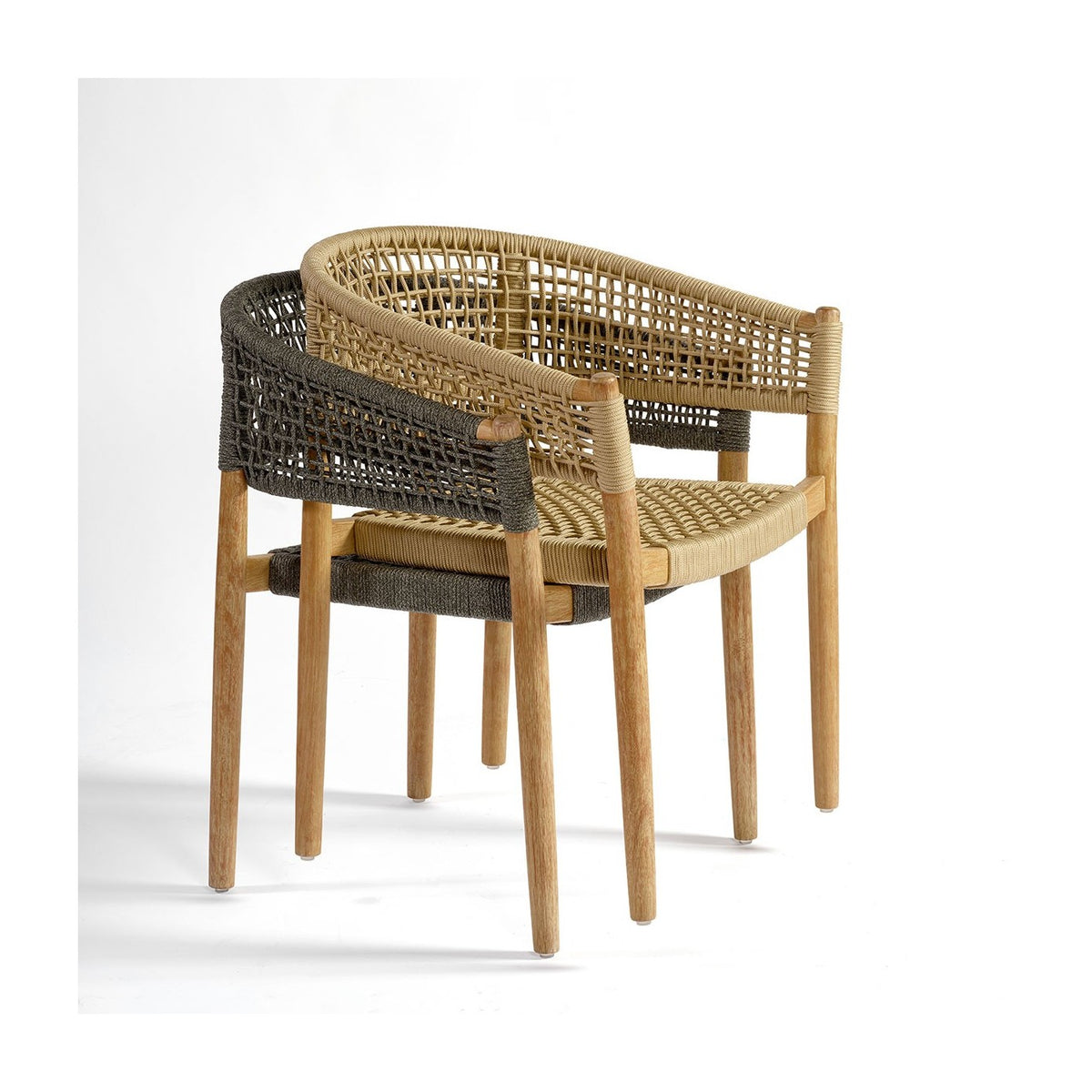 Silla apilable de exterior eucalipto y cuerda arena Biot