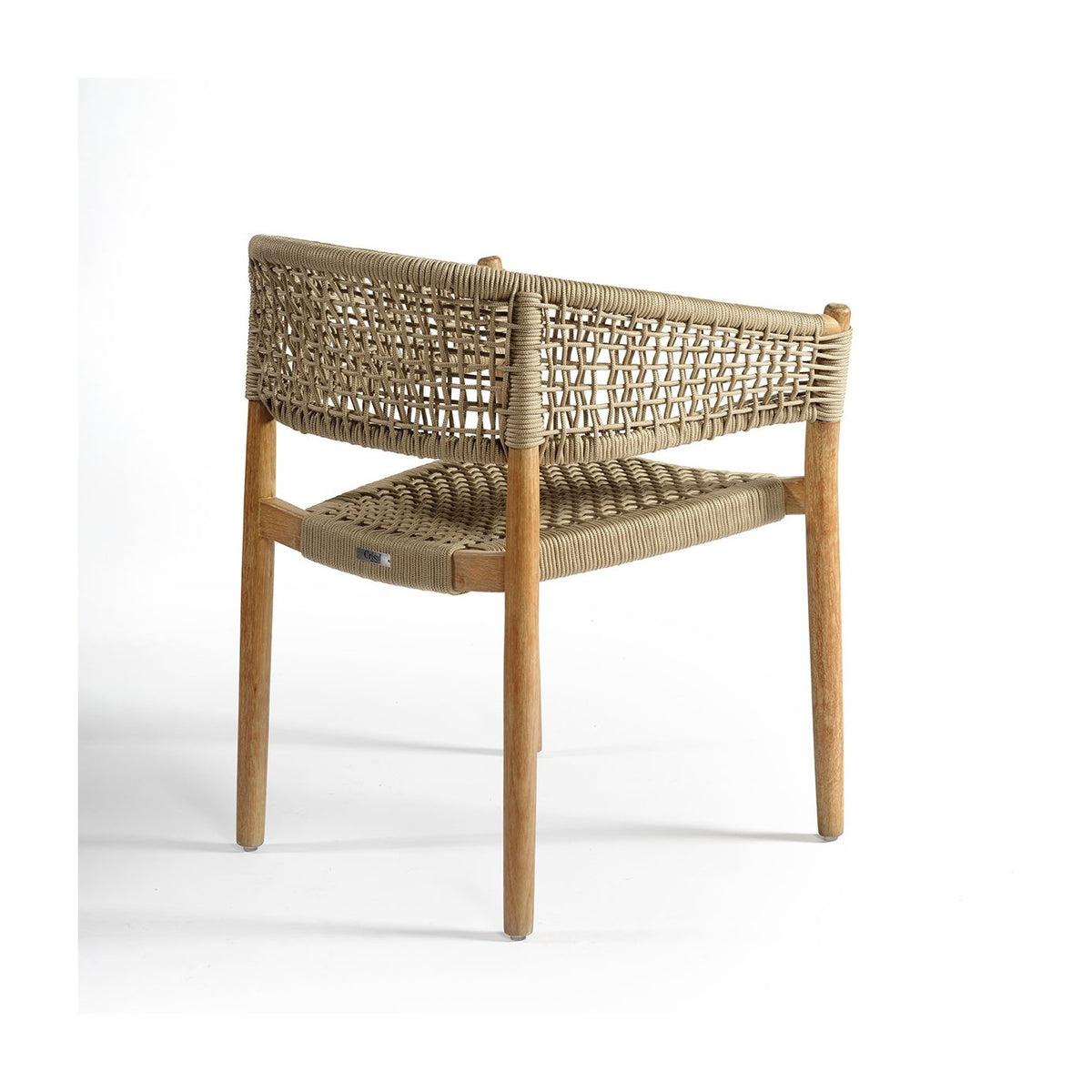 Silla apilable de exterior eucalipto y cuerda arena Biot