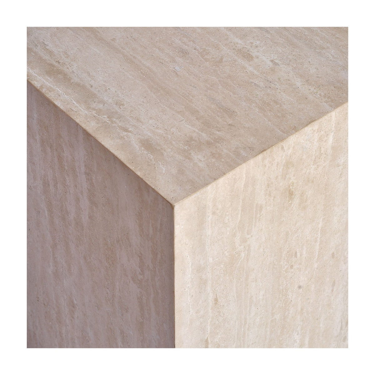 Mesa auxiliar cubo de travertino beige Bulla Regia