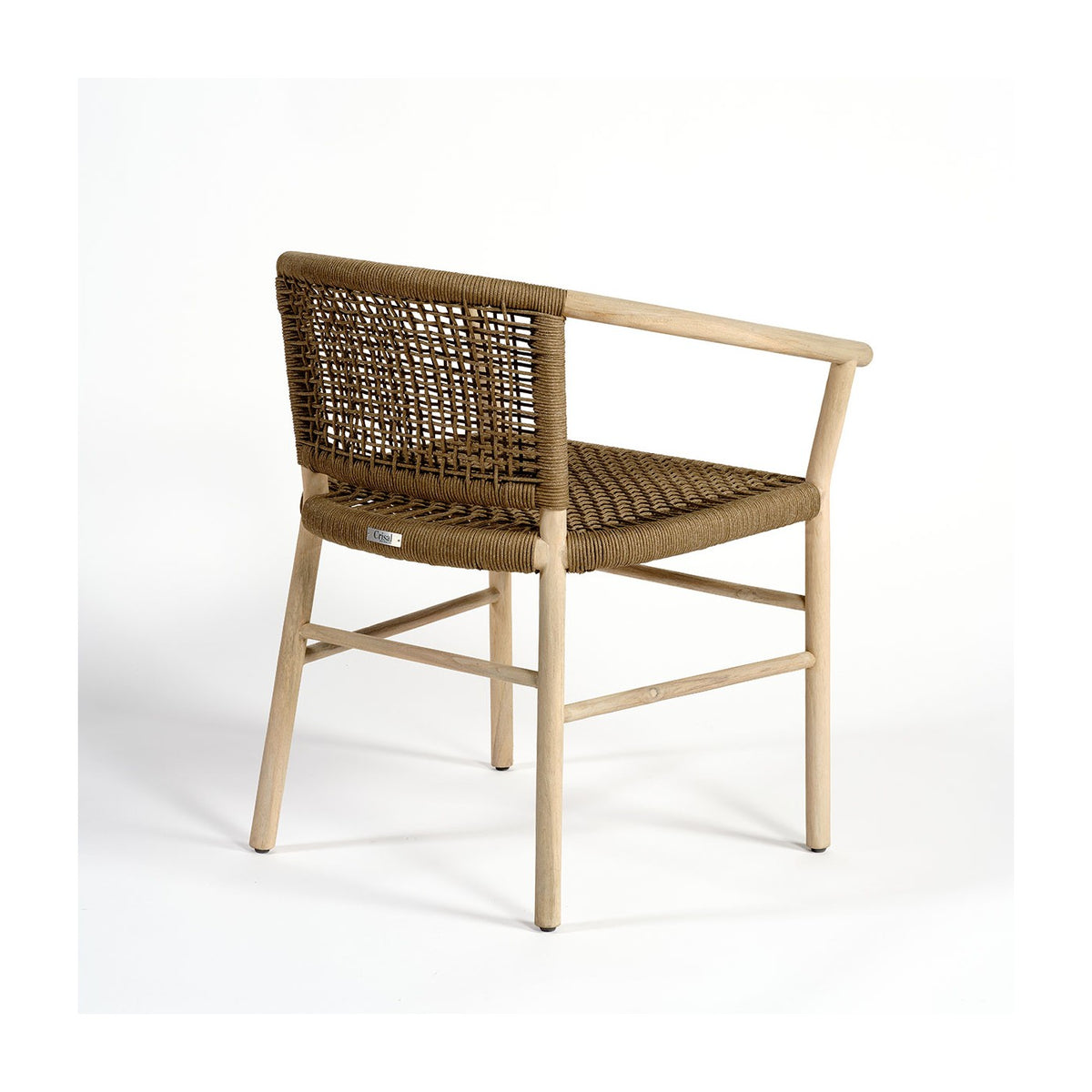 Sillón de comedor de teca y cuerda camel Tinos