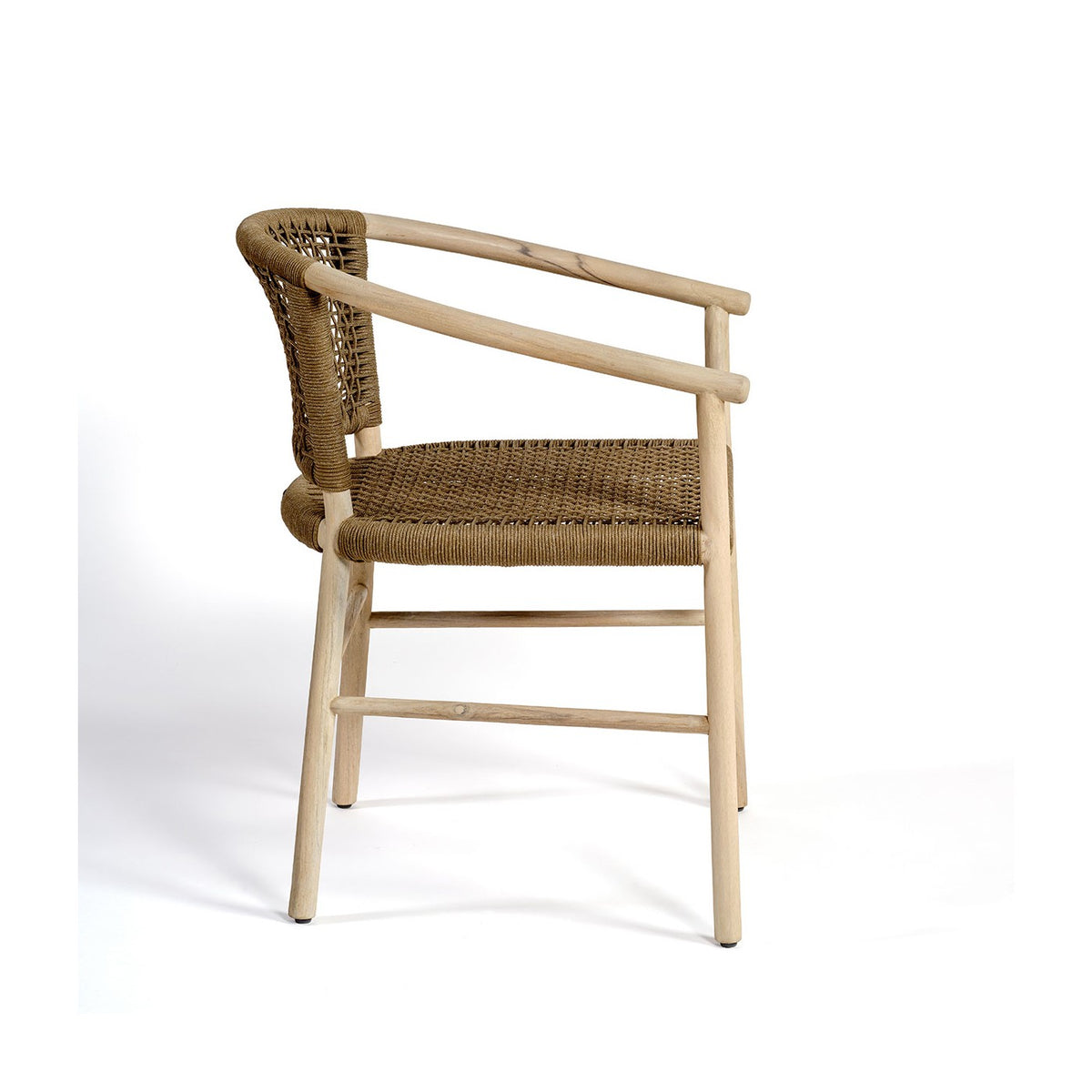 Sillón de comedor de teca y cuerda camel Tinos