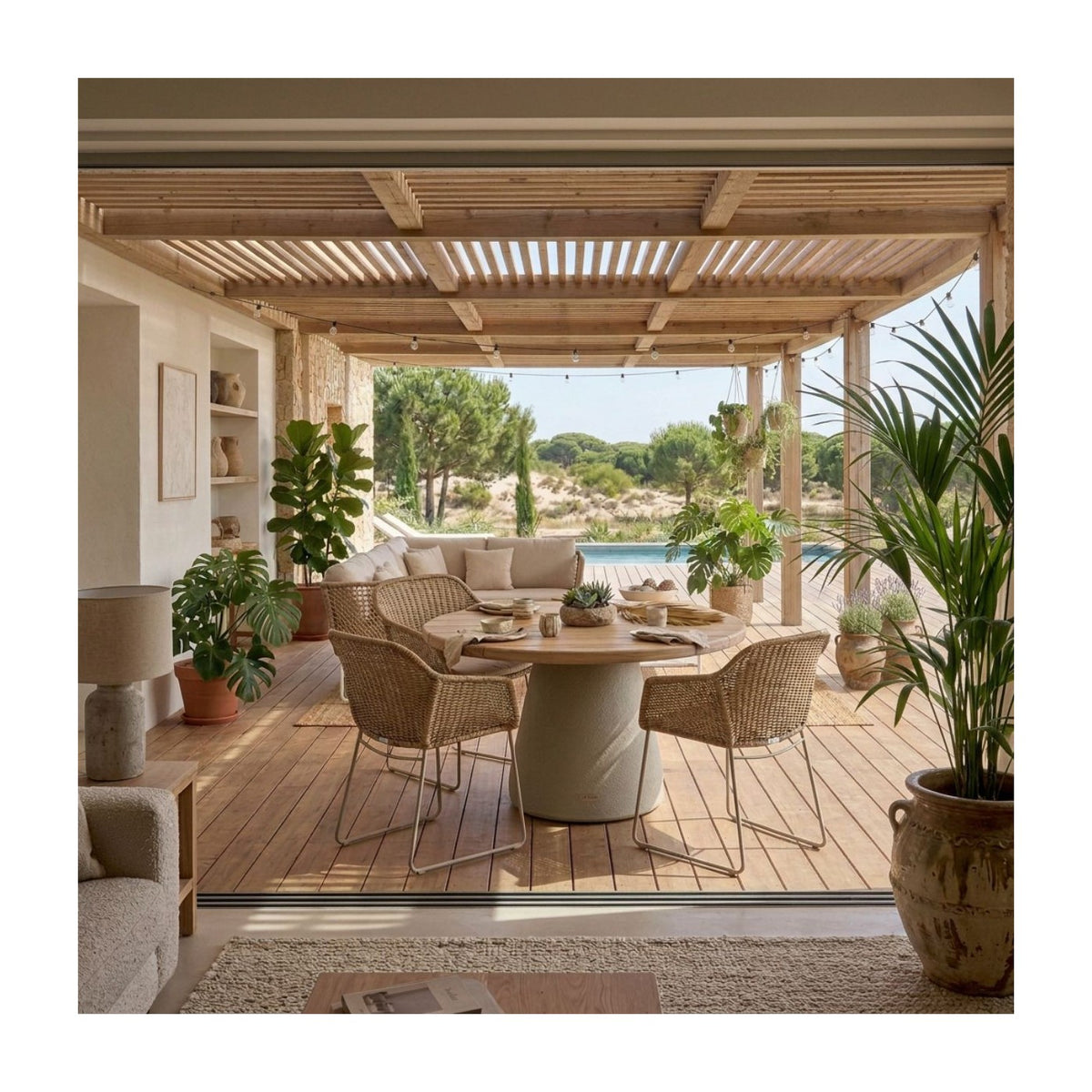 Sillón de comedor de resina trenzada lino Betancuria
