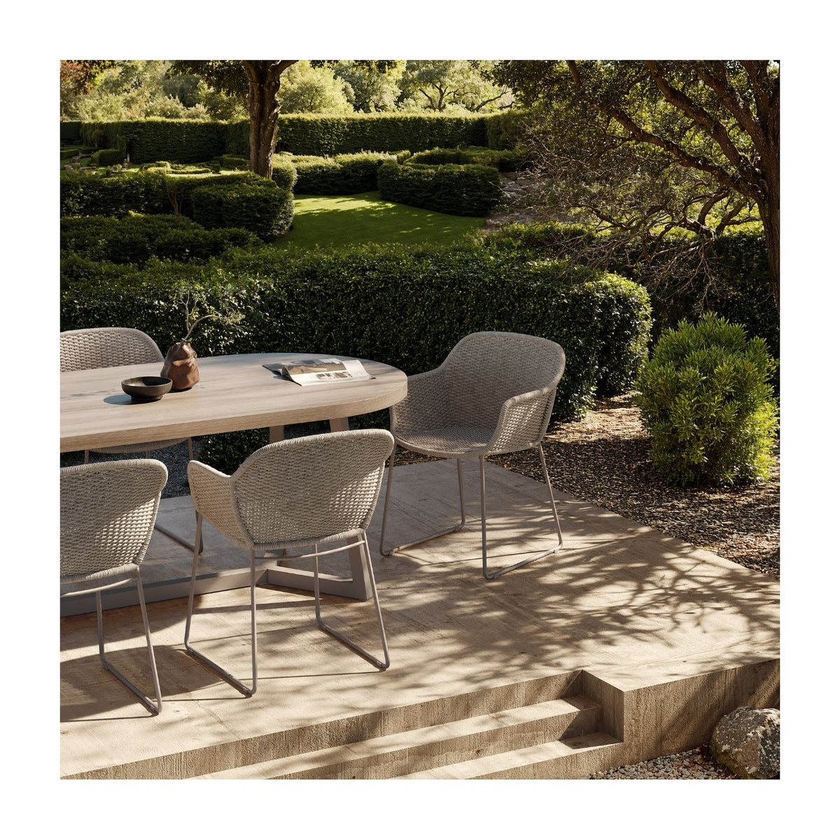 Sillón de comedor de resina trenzada lino Betancuria