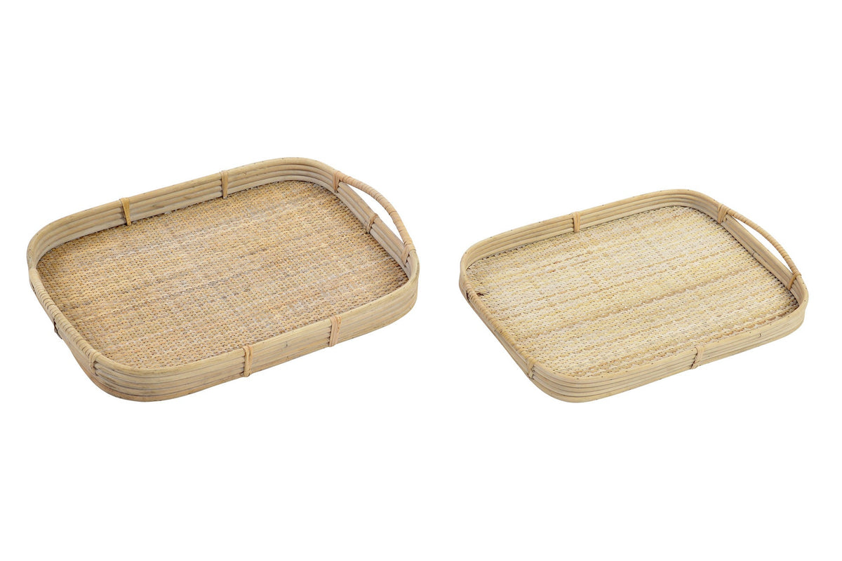 Set de 2 bandejas de ratán Bali