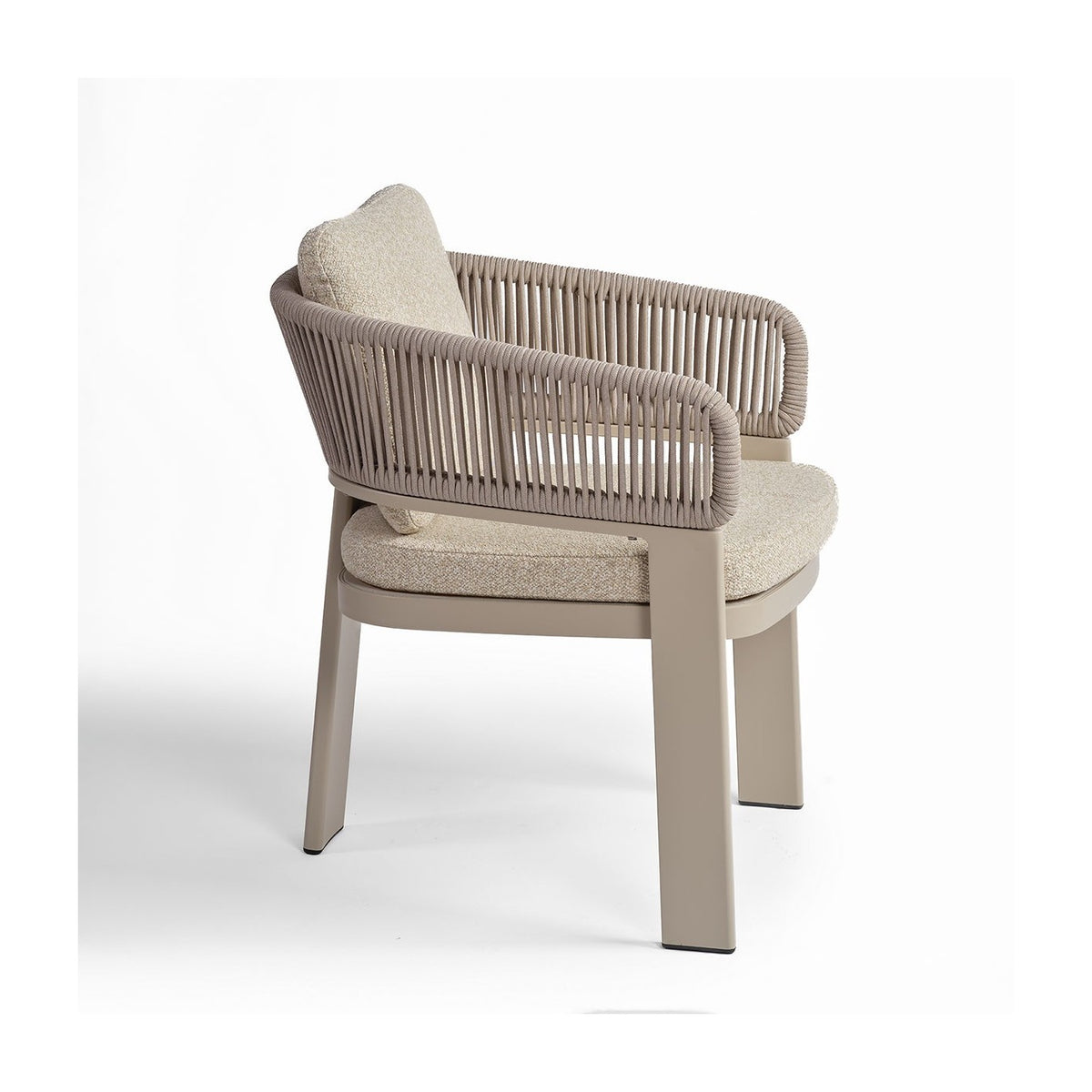 Sillón de comedor de exterior de cuerda y tapizado arena Tánger