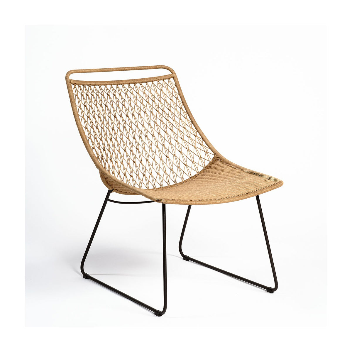 Silla de exterior de resina natural y metal Rethymno