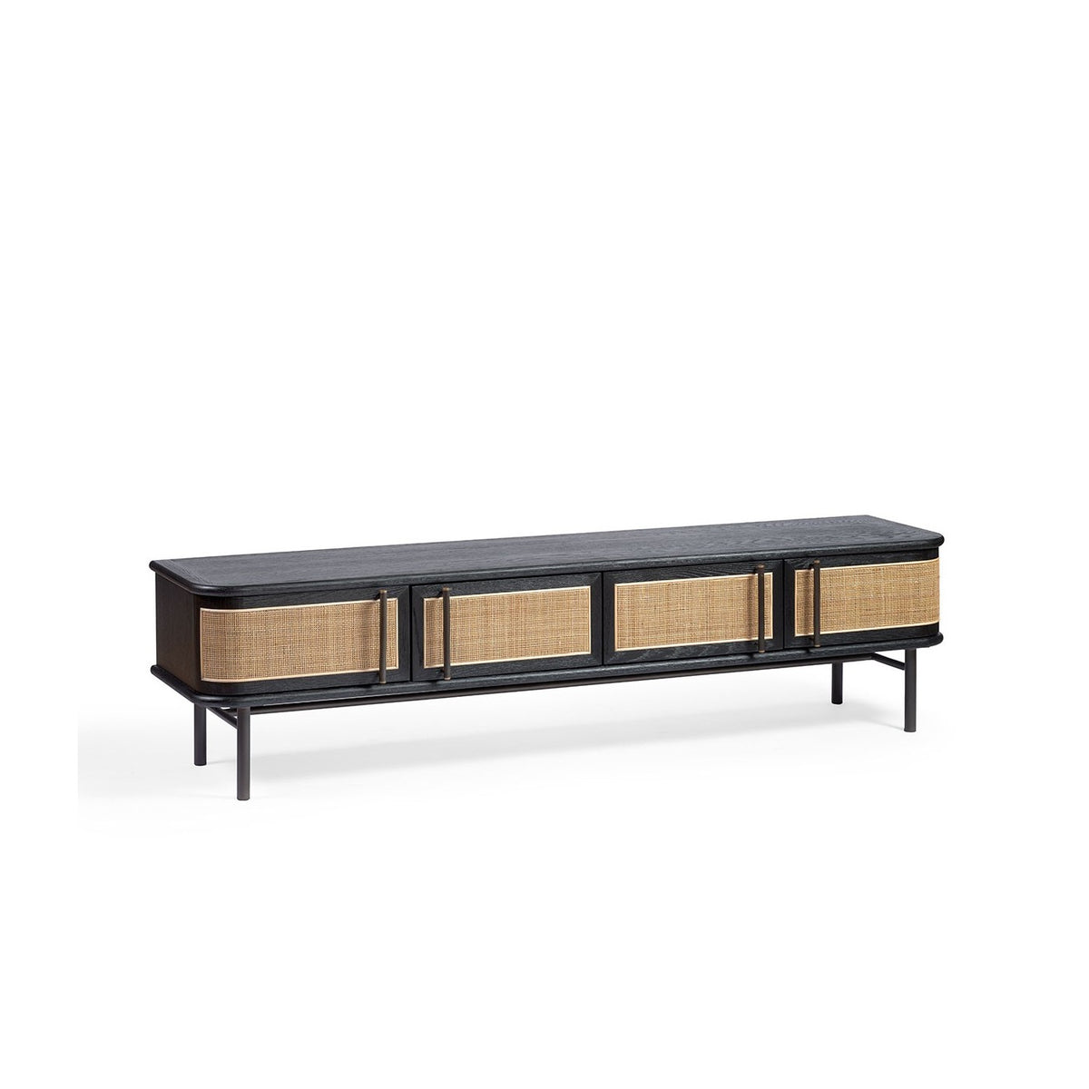 Mueble de TV de roble negro y ratán Sa Caleta