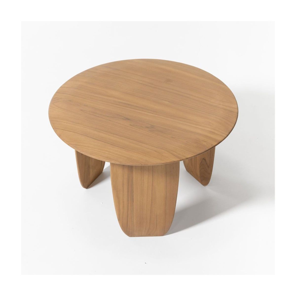 Mesa de centro redonda de teca con tres patas Pantelleria
