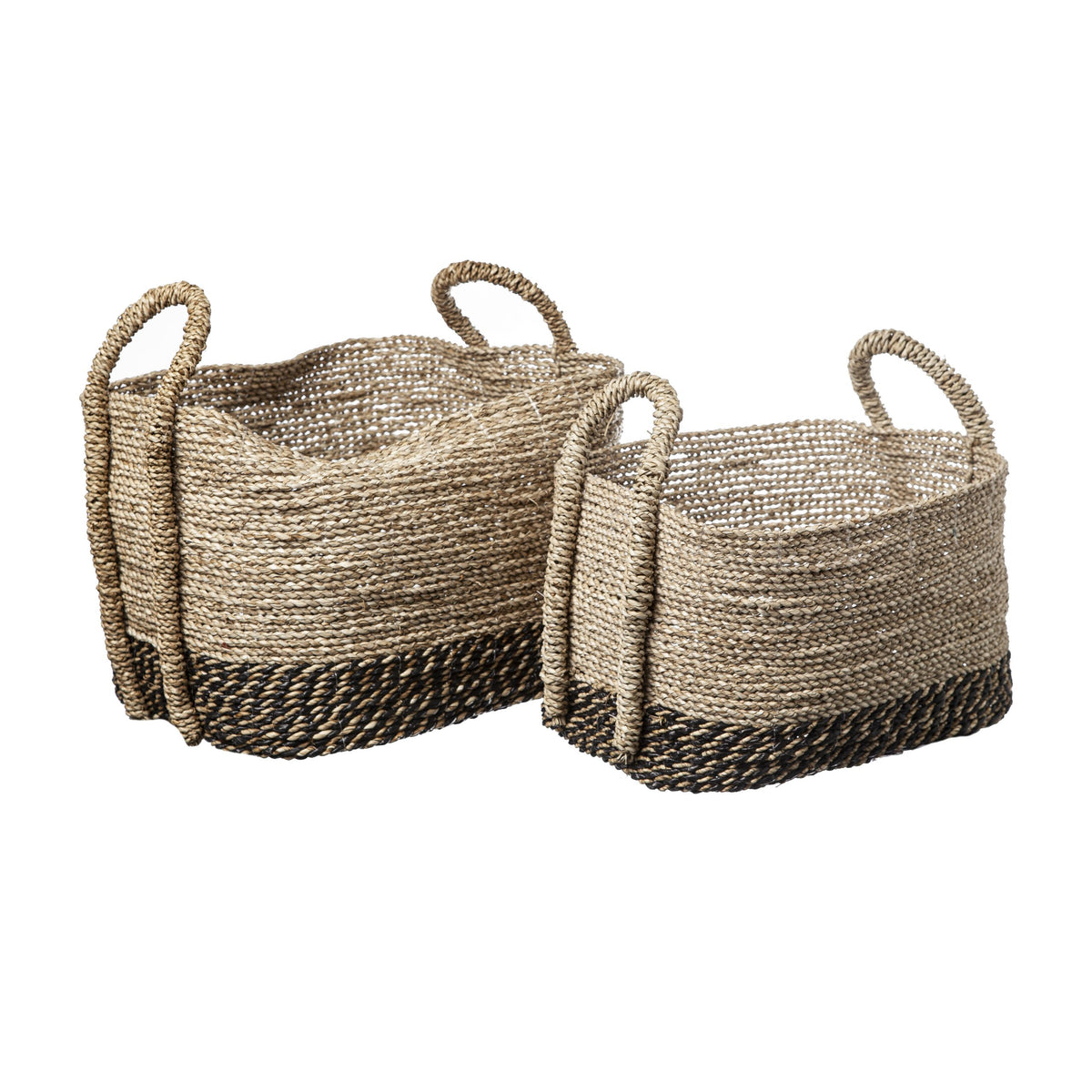 Set de 2 Cestos Ovalados Natural/Negro
