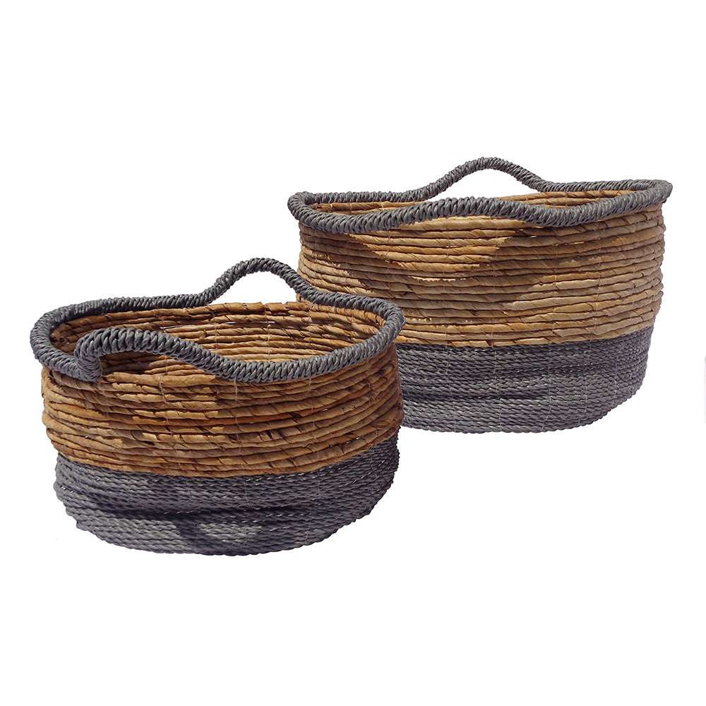Set de 2 Cestos Ovalados Gris