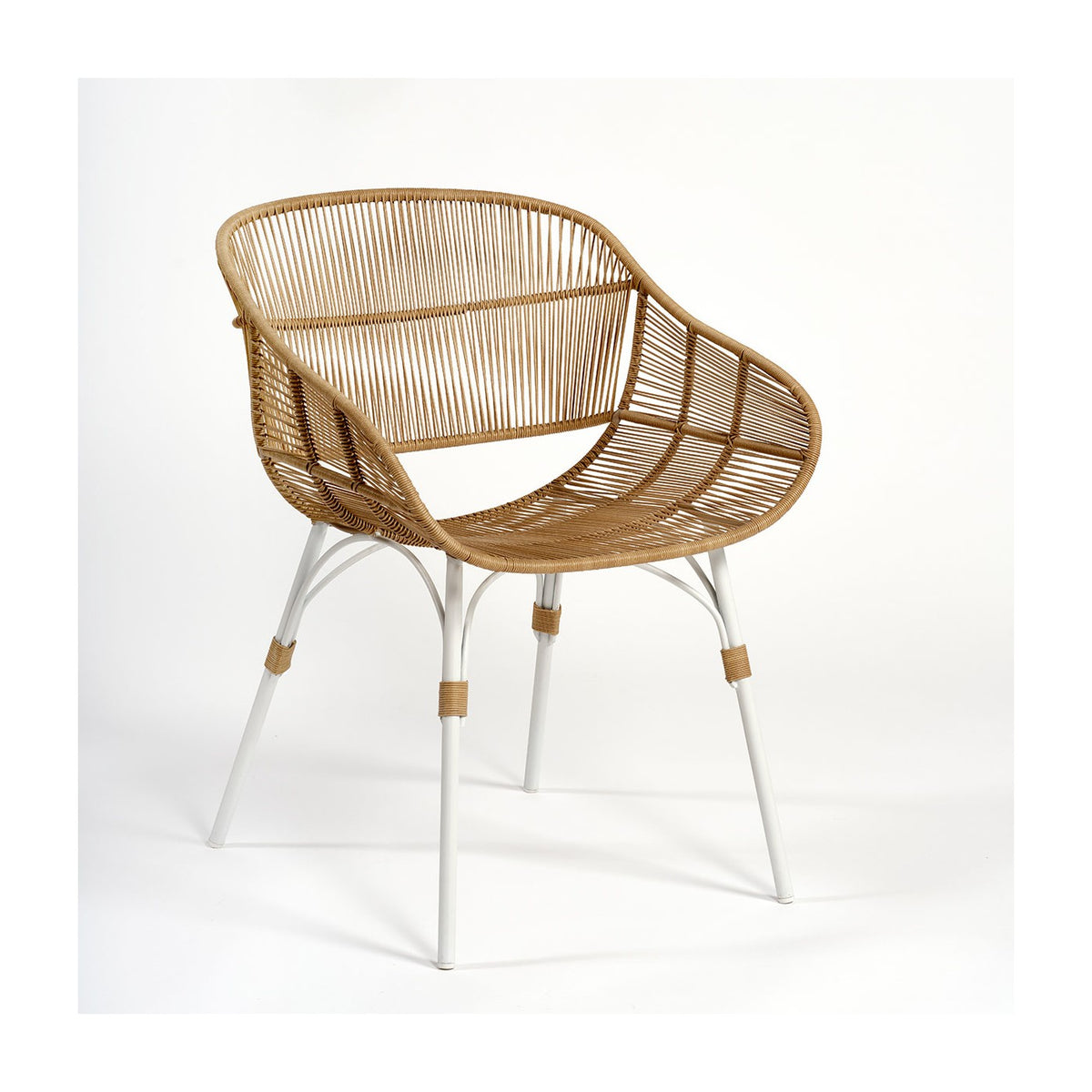 Silla con brazos de exterior resina natural y metal piedra Paleochora