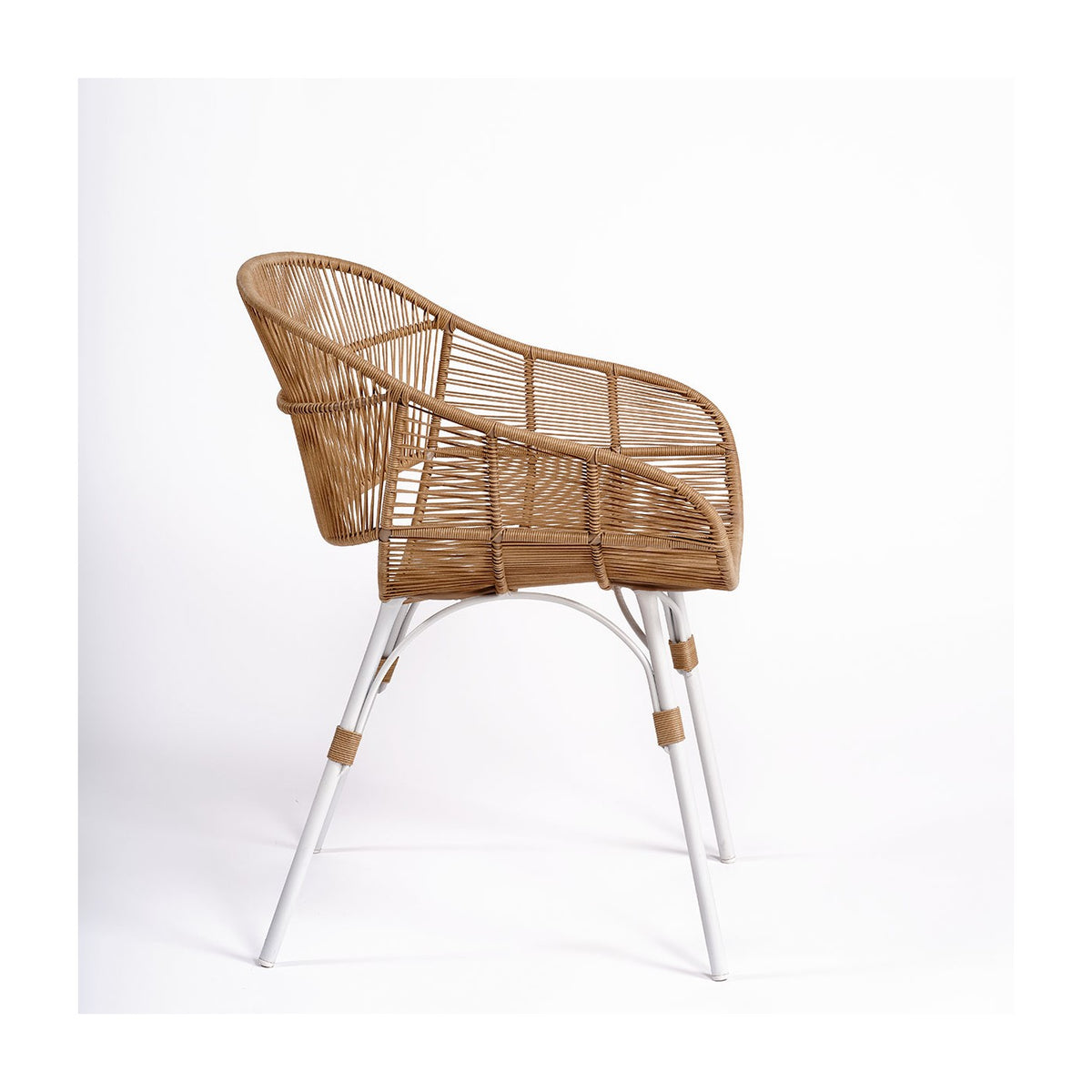 Silla con brazos de exterior resina natural y metal piedra Paleochora