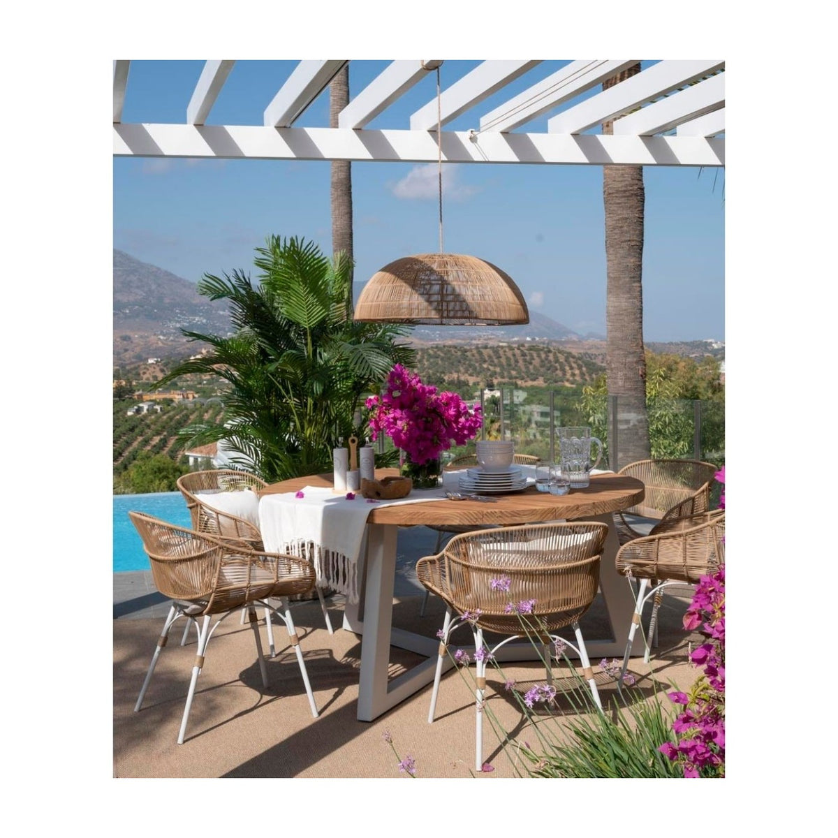Silla con brazos de exterior resina natural y metal piedra Paleochora