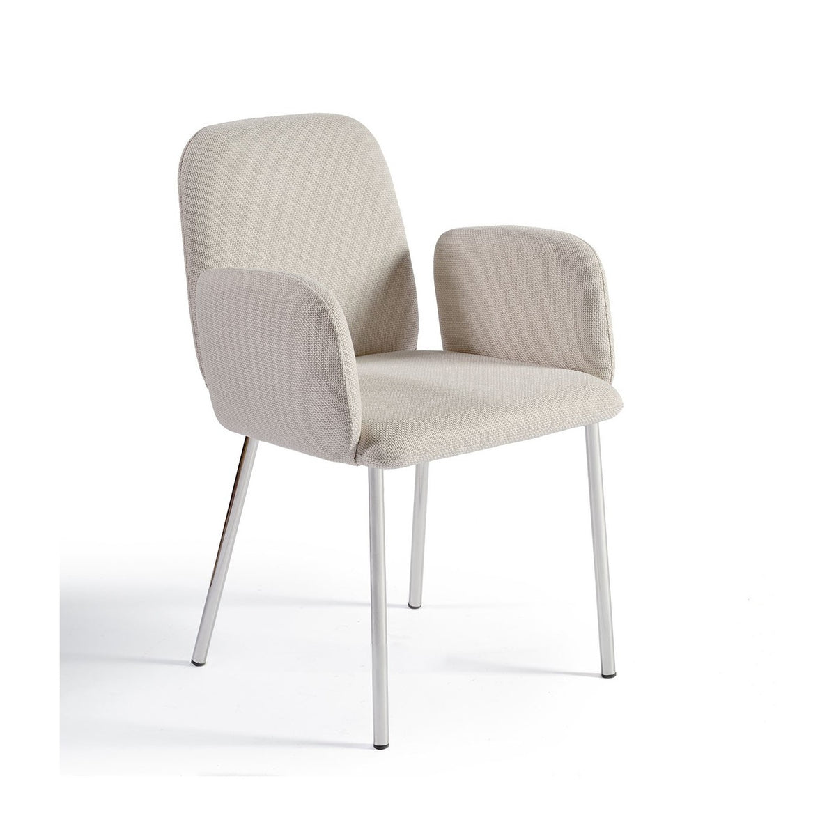 Silla con brazos gris piedra y pata cromada Cargèse