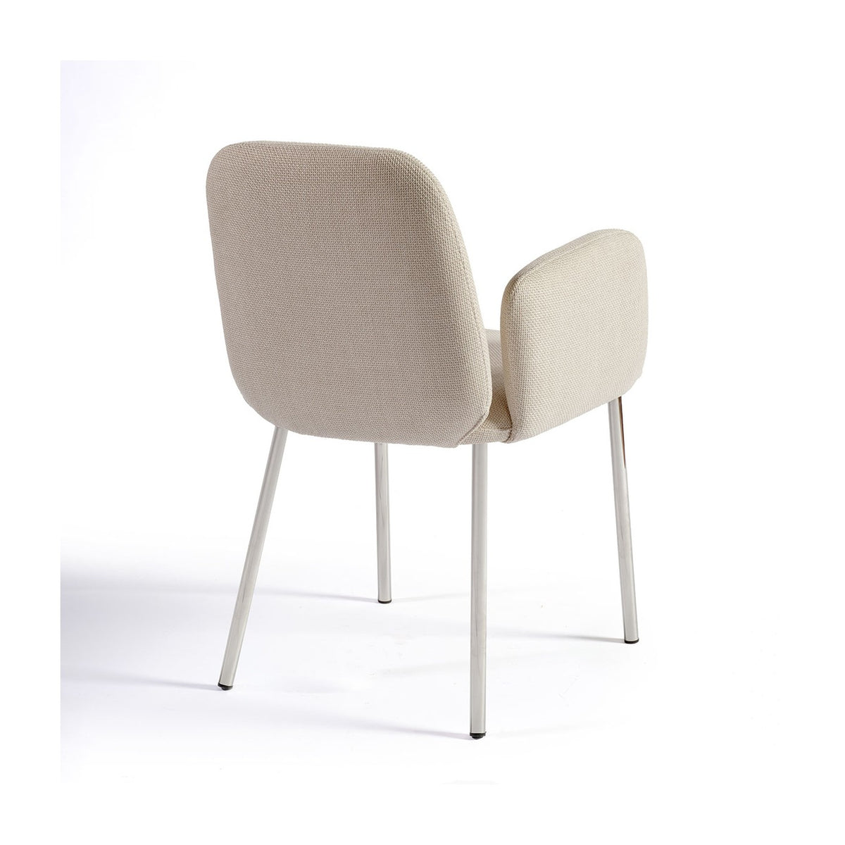 Silla con brazos gris piedra y pata cromada Cargèse
