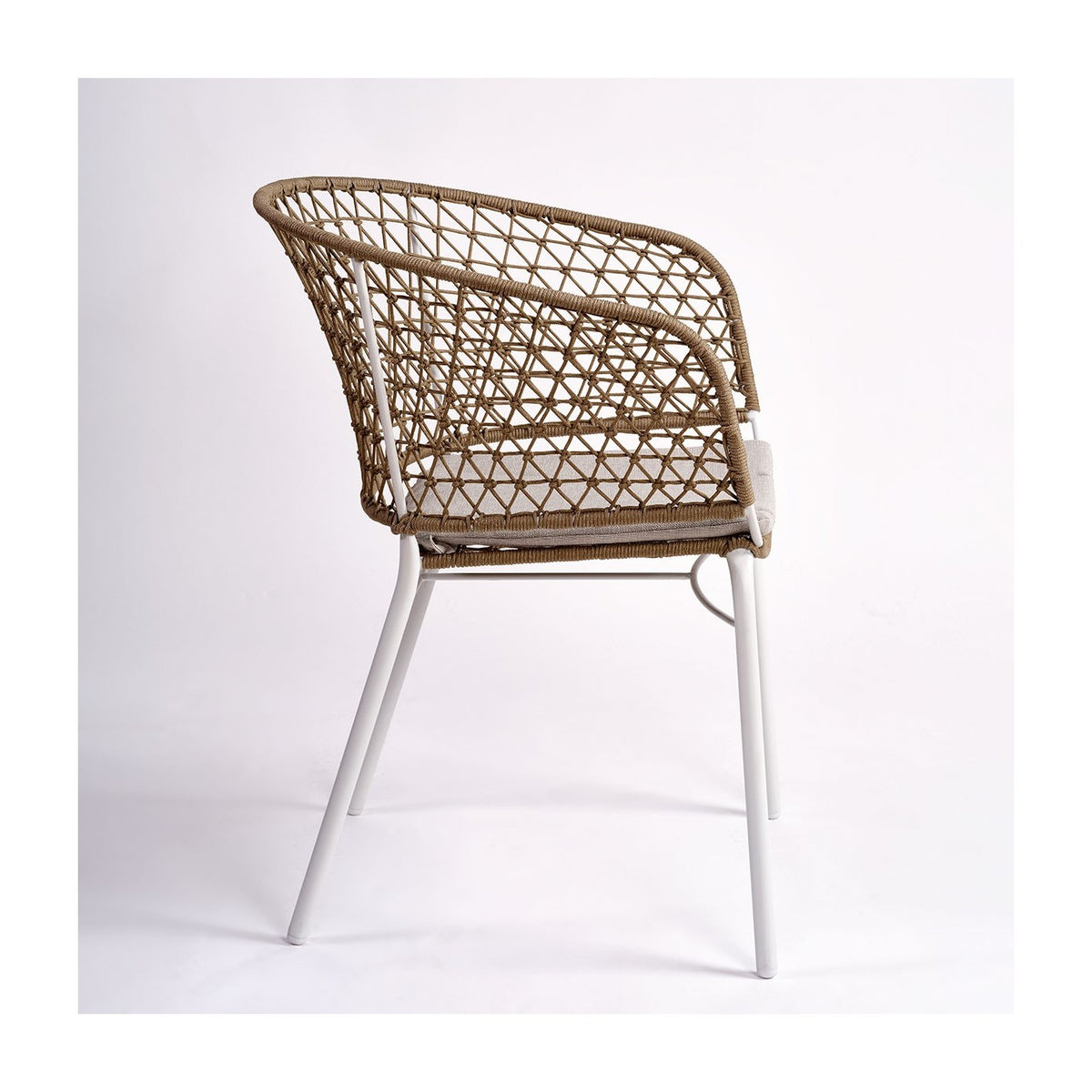 Silla apilable de exterior de cuerda topo y metal piedra Schinoussa
