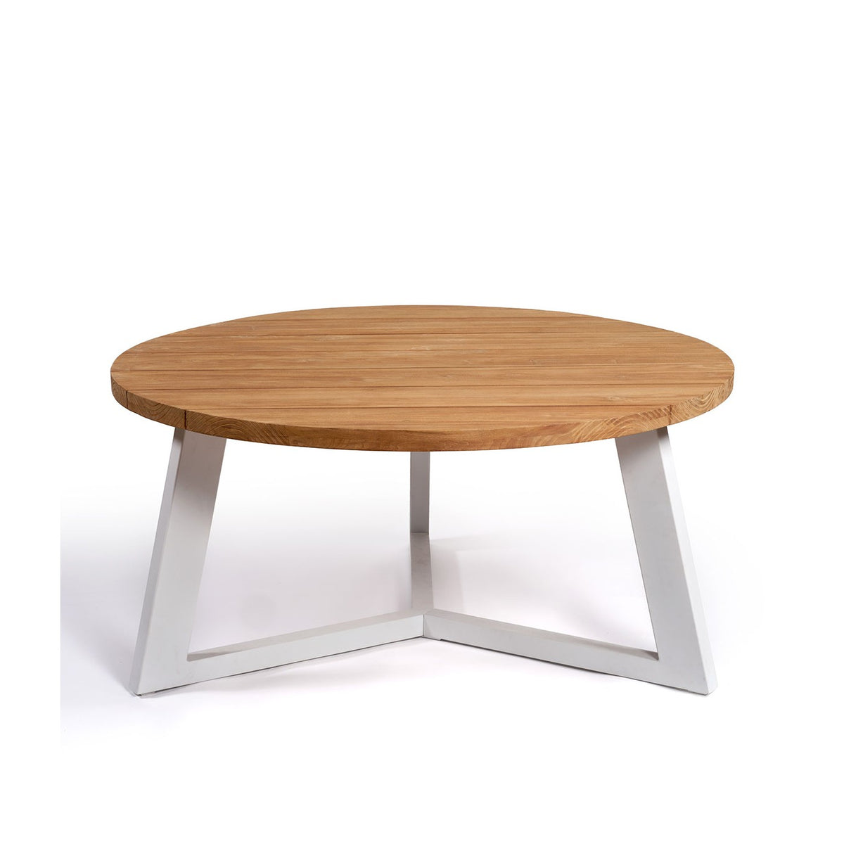 Mesa de comedor redonda de teca y aluminio piedra Koufonisi