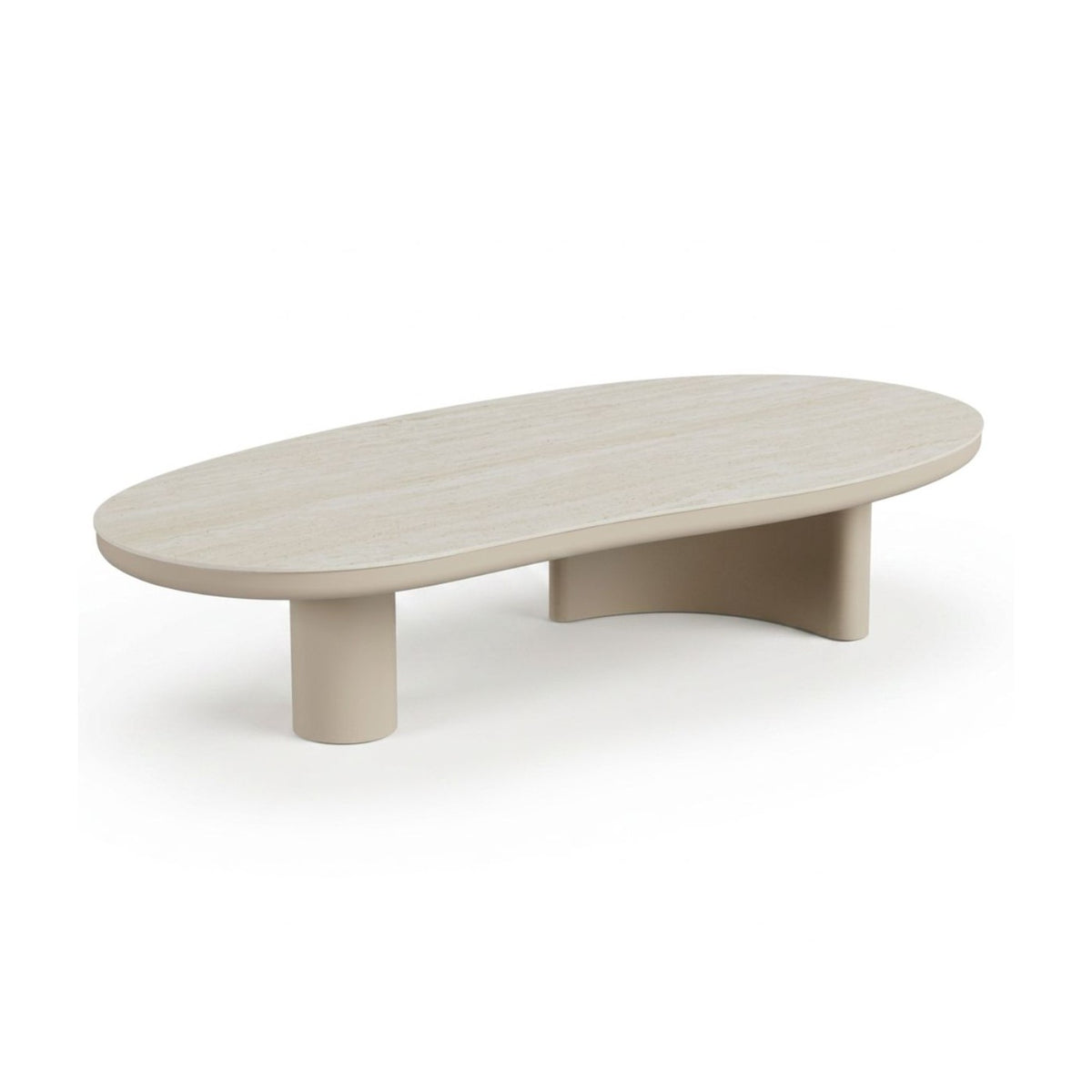 Mesa de centro ovalada de aluminio y porcelánico 160 Fiscal