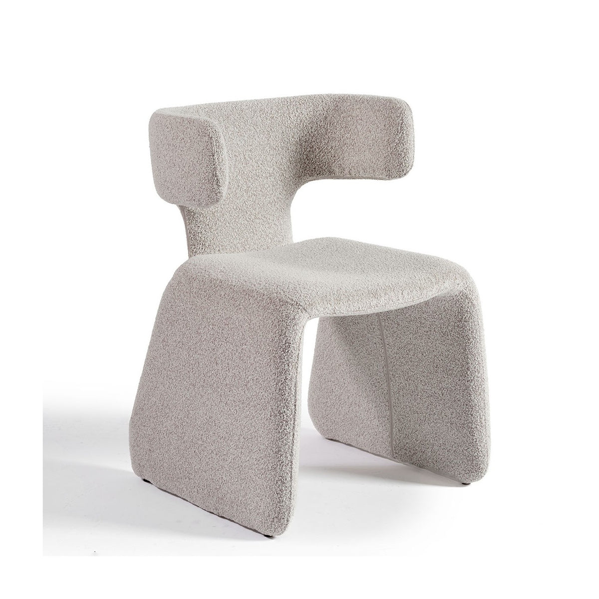 Silla de comedor tapizada en bouclé grisáceo Grimaud