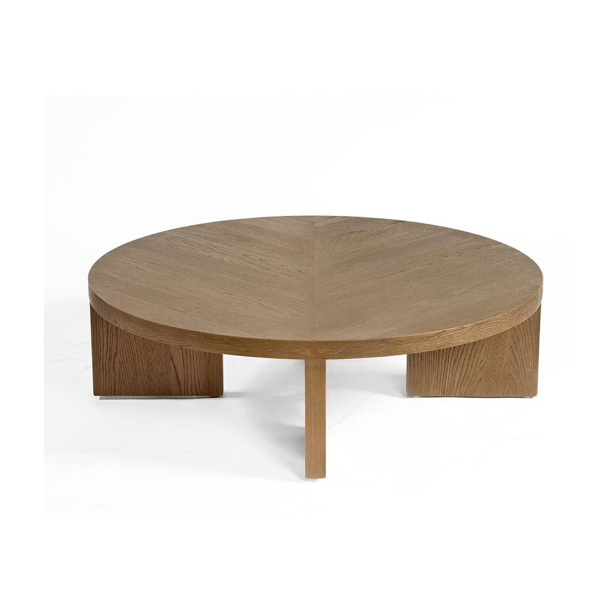 Mesa de centro redonda de madera en espiga Bosa