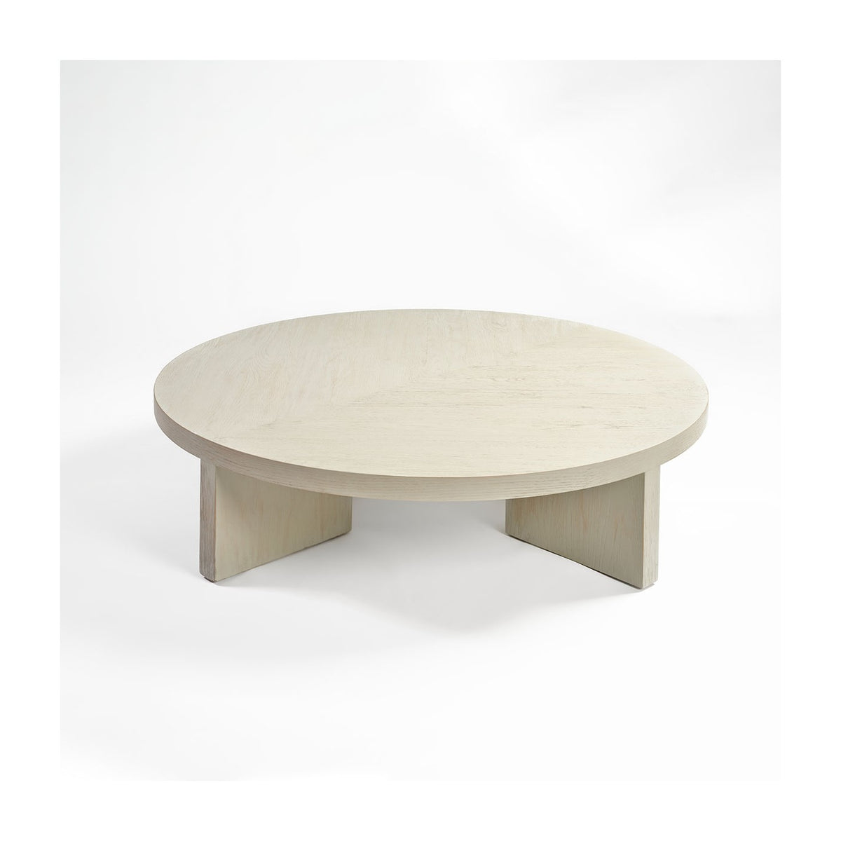 Mesa de centro redonda de roble blanco grisáceo Patmos