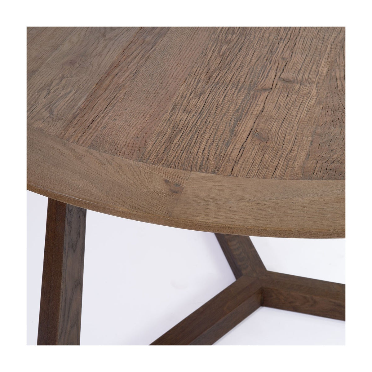 Mesa de comedor redonda de roble medio grisáceo Marsalforn