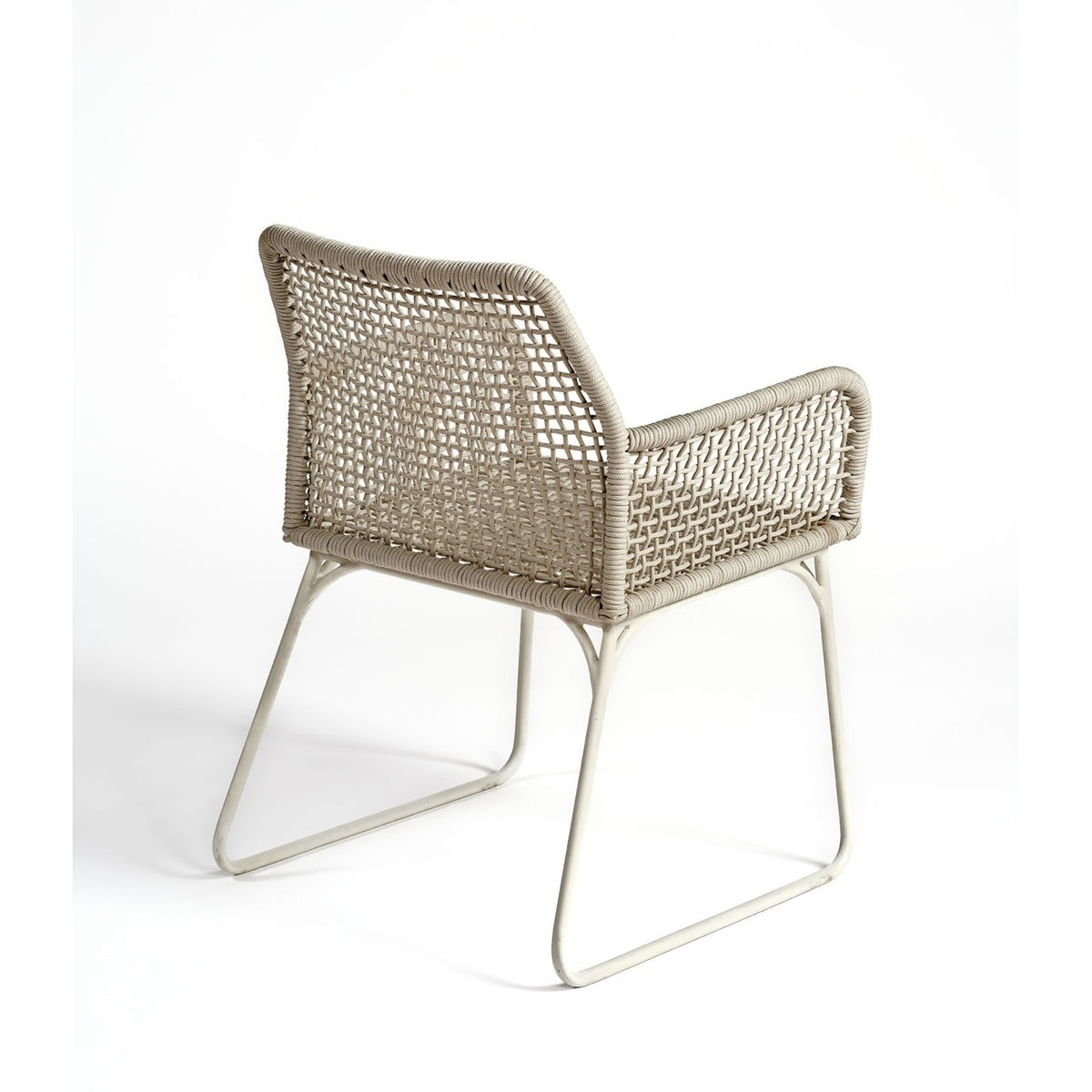 Sillón de comedor de exterior de cuerda blanco grisáceo Paros