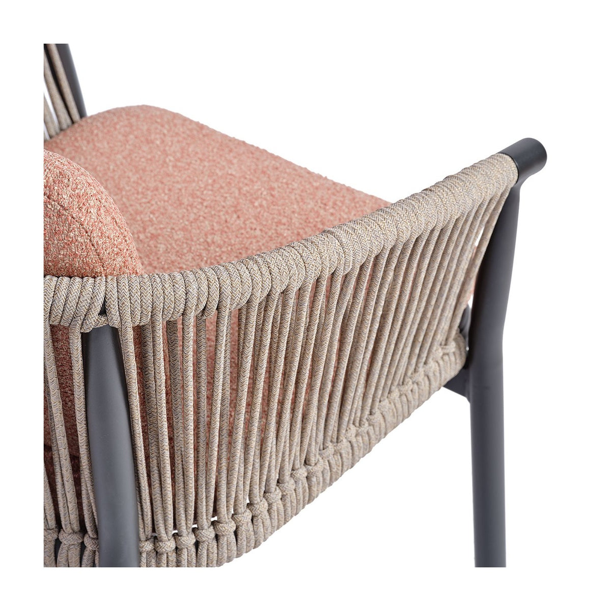 Sillón de comedor de exterior negro y cuerda gris Fez
