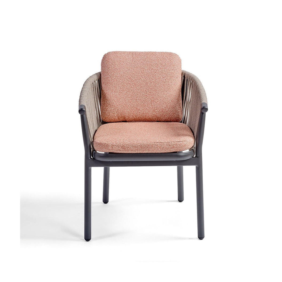 Sillón de comedor de exterior negro y cuerda gris Fez