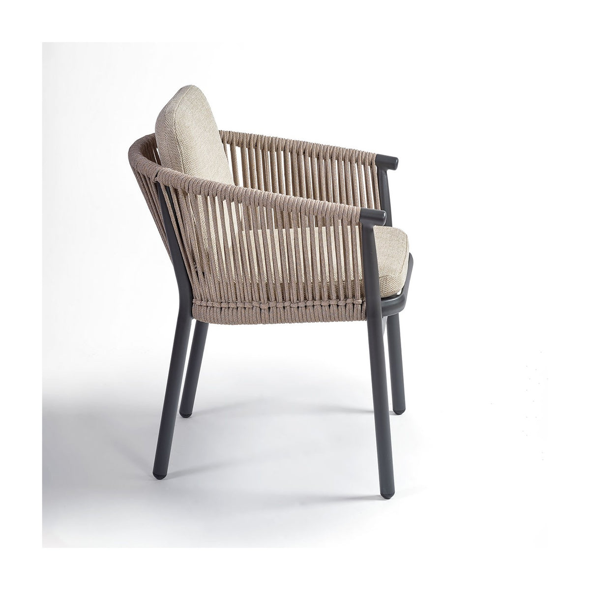 Sillón de comedor de exterior negro y cuerda gris Tossa