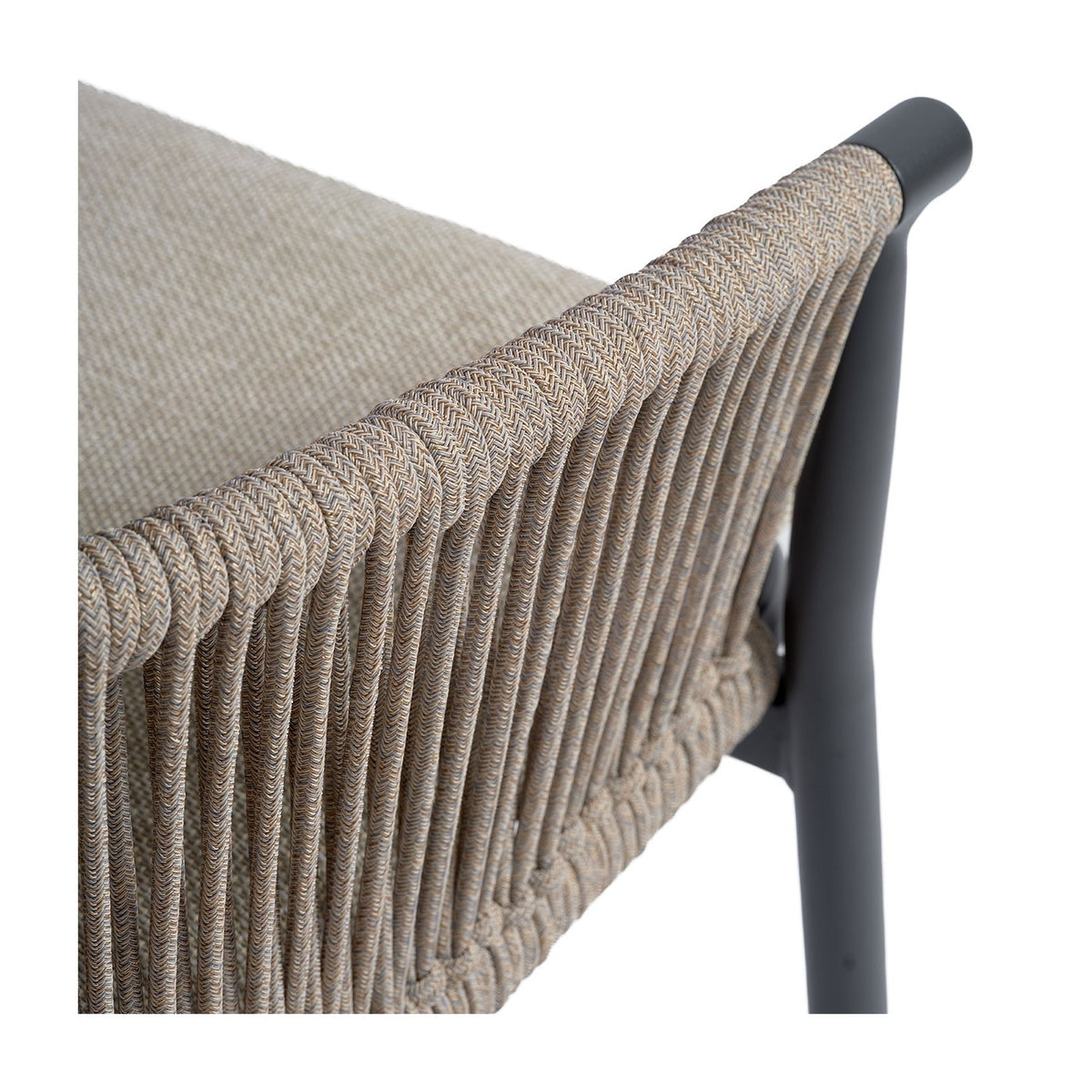 Sillón de comedor de exterior negro y cuerda gris Tossa